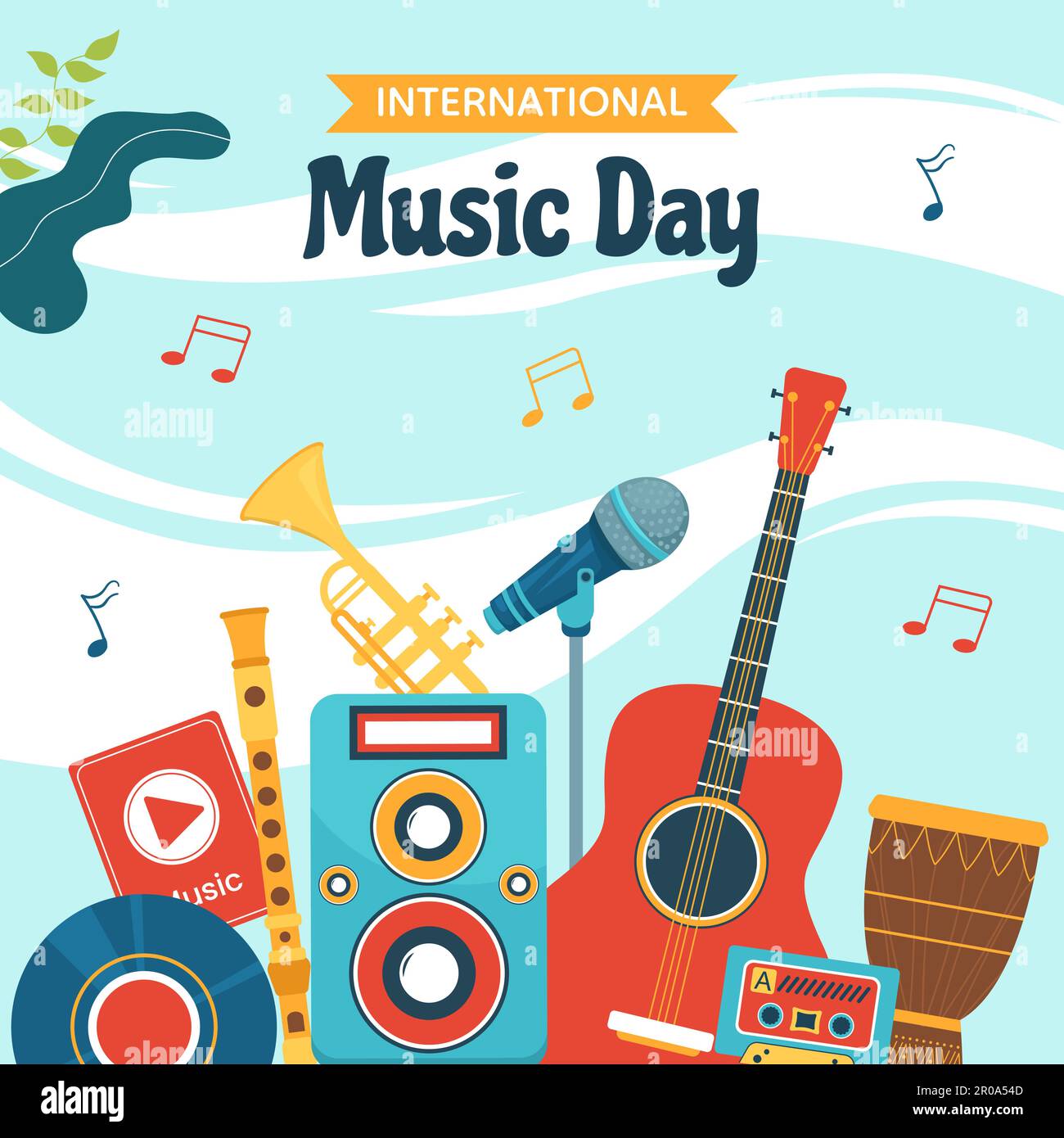 Journée mondiale de la musique médias sociaux arrière-plan Illustration dessin animé modèles dessinés à la main Illustration de Vecteur