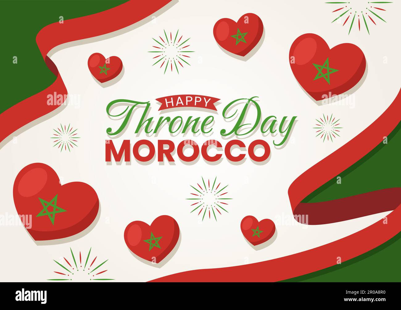 Illustration vectorielle du jour du Trône du Maroc heureux avec drapeau de la fête nationale sur 30 juillet modèles de page d'arrivée dessinés à la main Illustration de Vecteur
