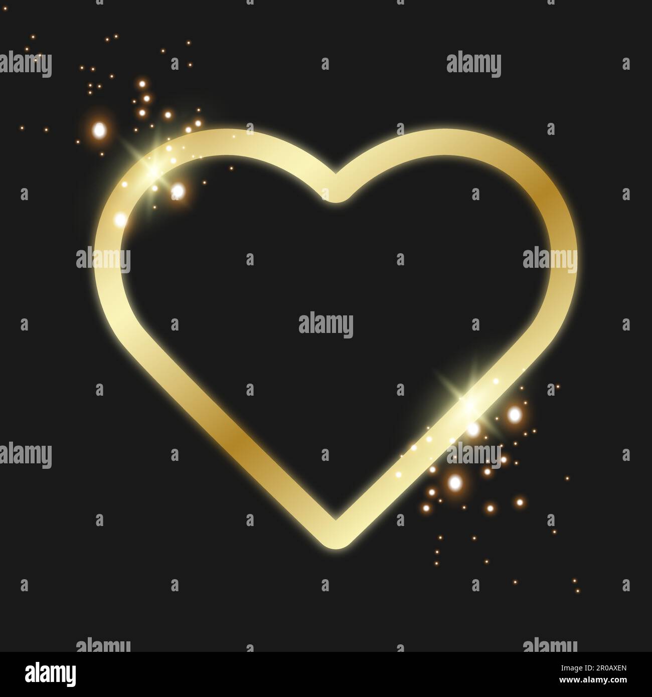 Symbole combinaison coeur signe or. Illustration vectorielle sur fond noir. Illustration de Vecteur