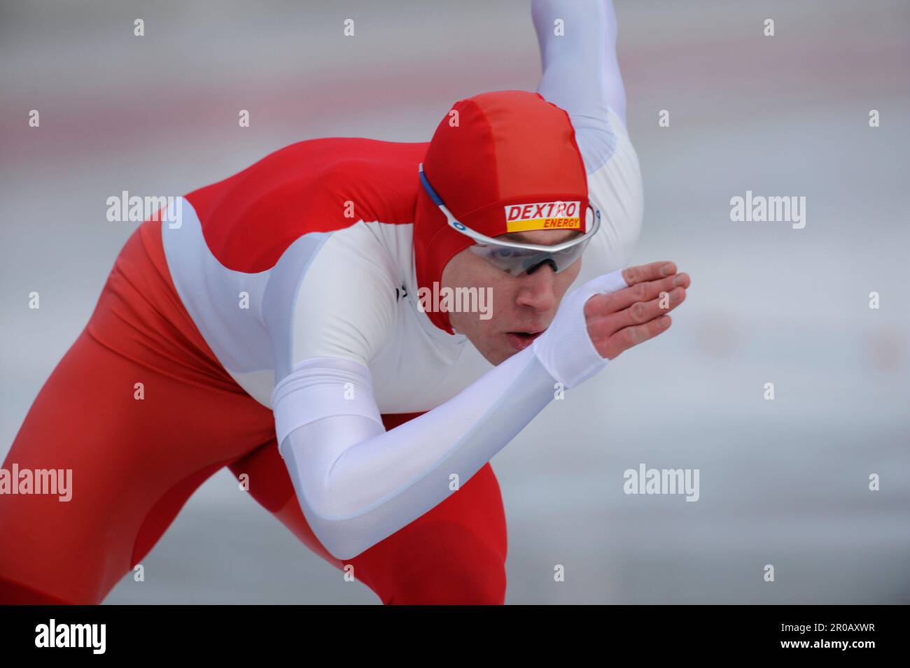 Jan Friesinger, Aktion 500m Sprint, Deutsche Meisterschaften Eisschnellaufen in Inzell, 4.1.2008 Banque D'Images