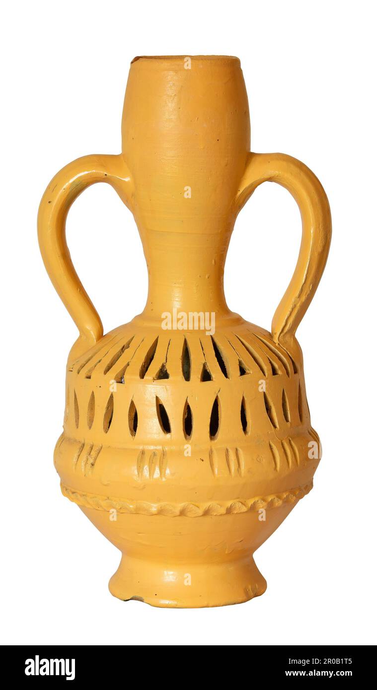 Amphora, amphore romaine classique d'Afrique du Nord, isolée sur fond blanc Banque D'Images