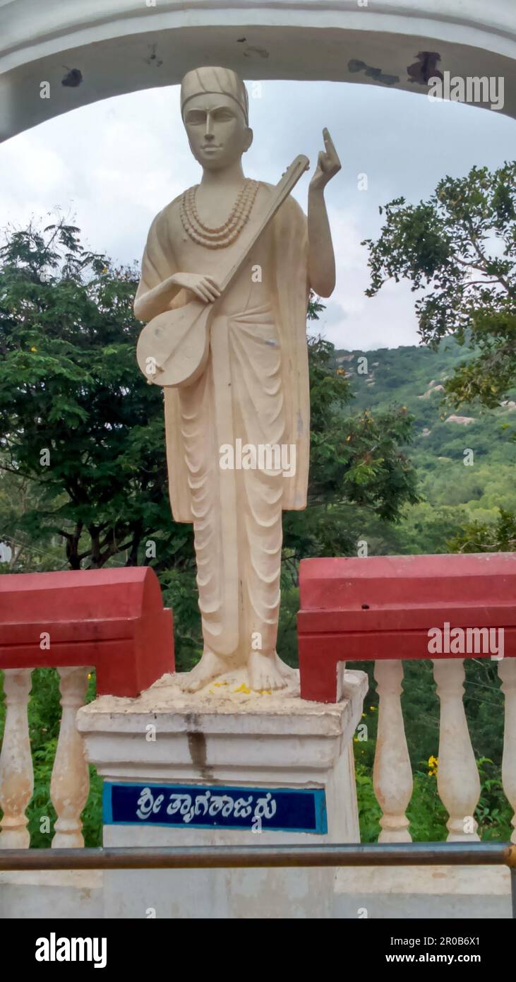 Statue de Tyagaraja. Il était compositeur et chanteur de musique carnatique, musique classique indienne. Banque D'Images