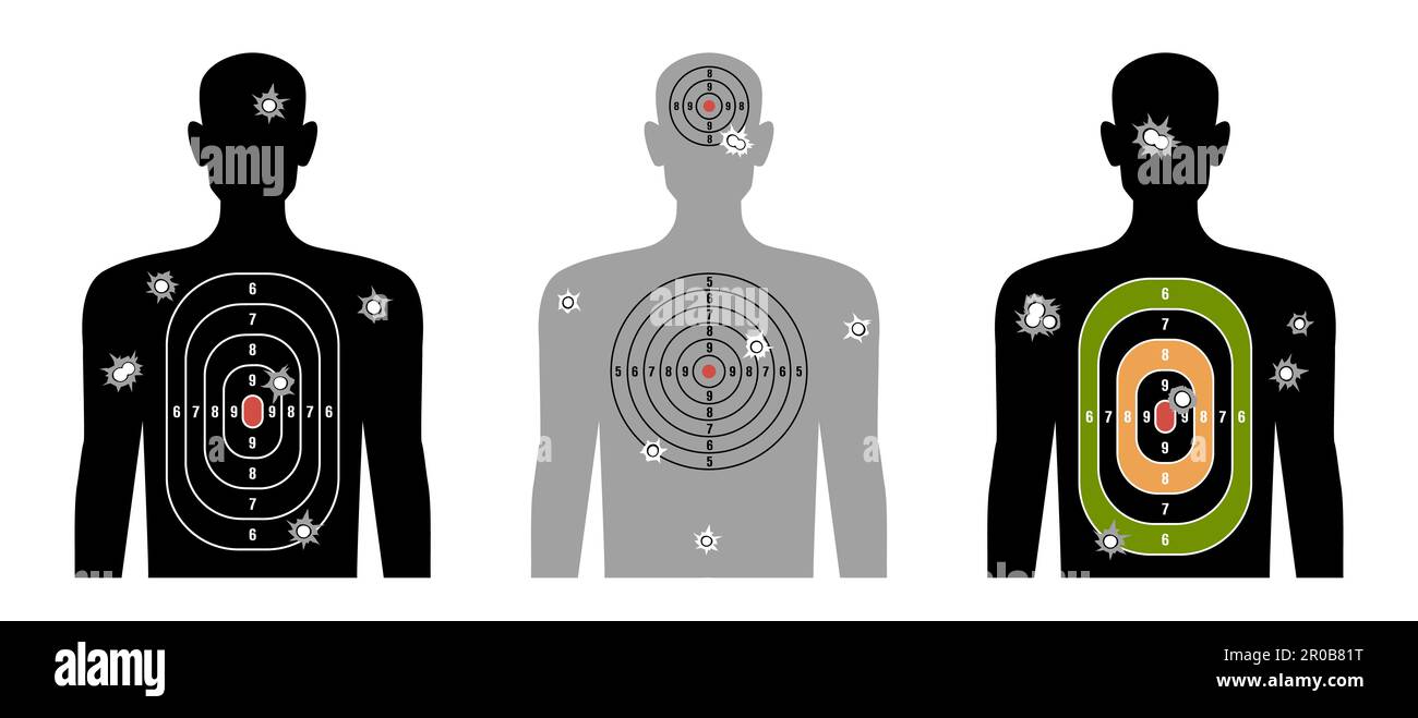 Silhouette humaine cible. Planches de forme de corps mâles pour le tournage, la précision du marquage, la marque de balle, l'équipement de la gamme de tir, la pousse au pistolet, police ou Illustration de Vecteur