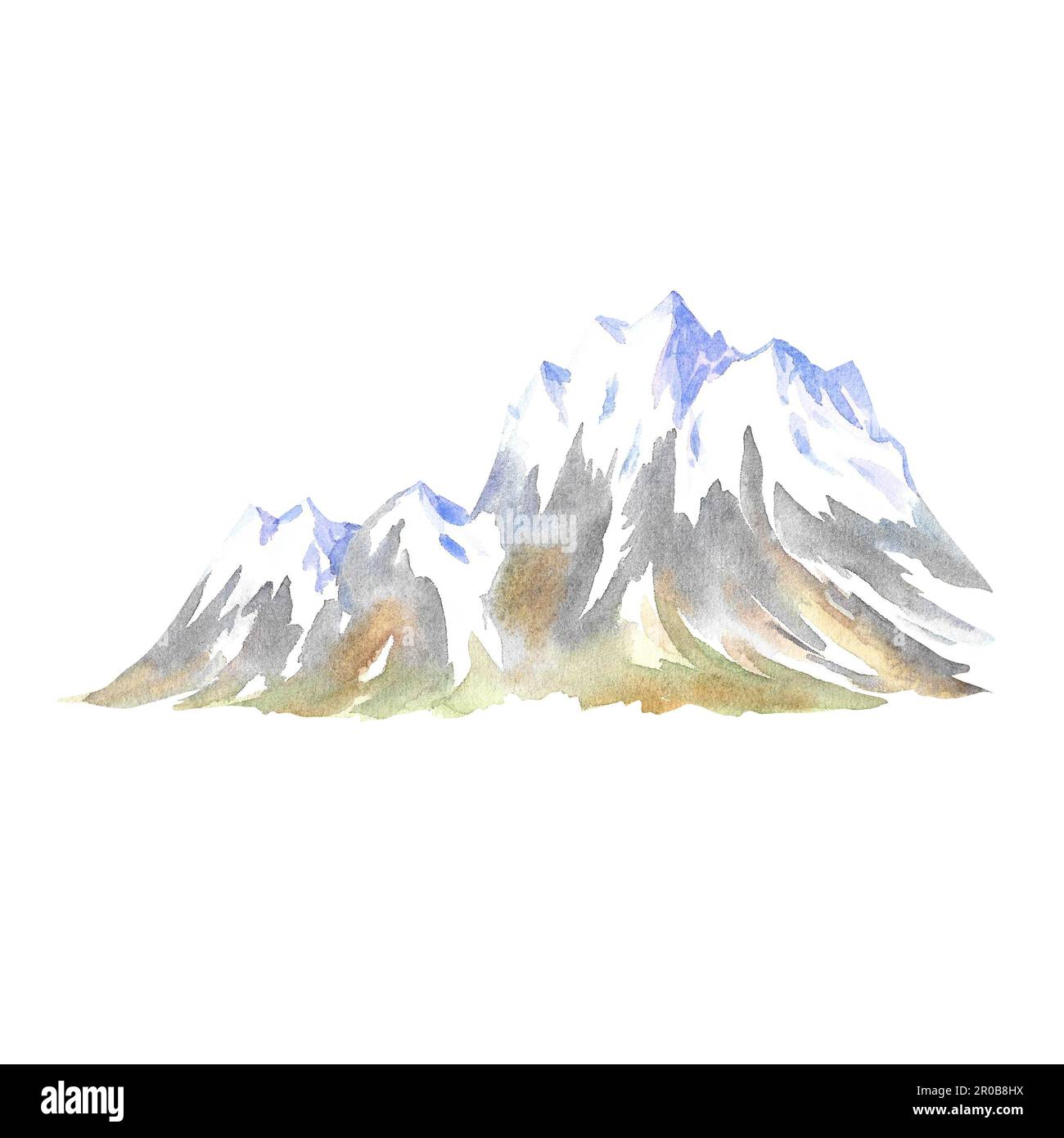 Des montagnes enneigées. Illustration aquarelle peinte à la main.isoler sur fond blanc. Conçu pour les prospectus, bannières et cartes postales. Pour les invitations, poster Banque D'Images