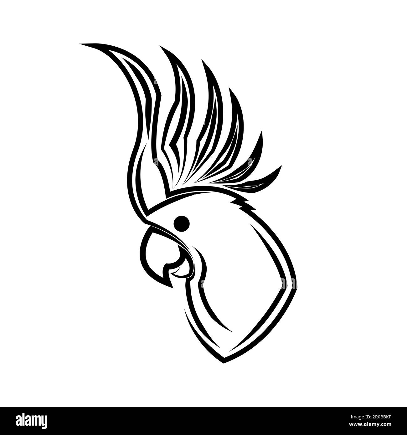 Dessin de ligne noir et blanc du côté de la tête de cafatoo bonne utilisation pour symbole mascotte icône avatar tatouage T logo de chemise ou n'importe quel dessin Illustration de Vecteur