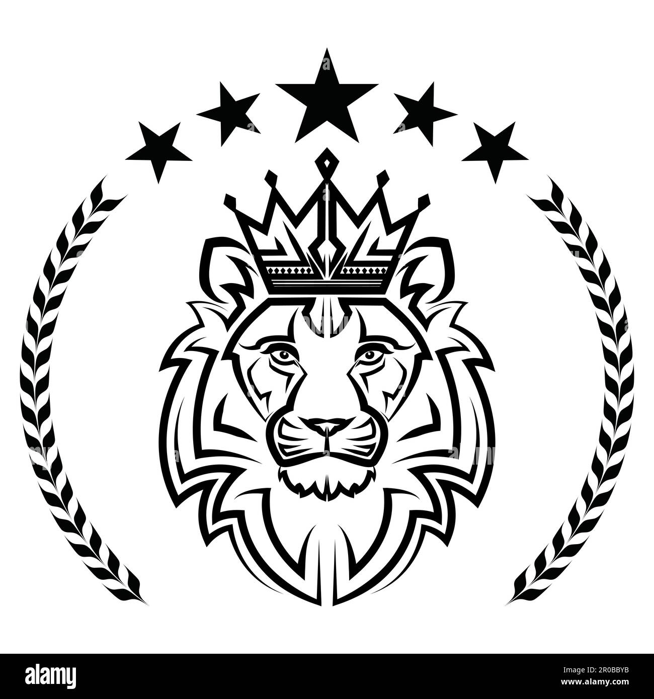 L'art de ligne noir et blanc de l'avant de la tête de lion il est signe de leo zodiac bonne utilisation pour symbole mascotte icône avatar tatouage T logo de chemise ou a Illustration de Vecteur