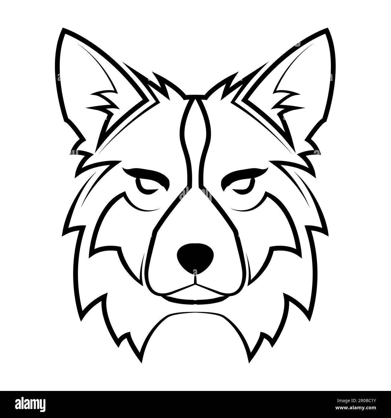 Art noir et blanc de la tête de loup. Bon usage pour symbole, mascotte, icône, avatar, tatouage, T-shirt, logo ou tout autre motif Illustration de Vecteur