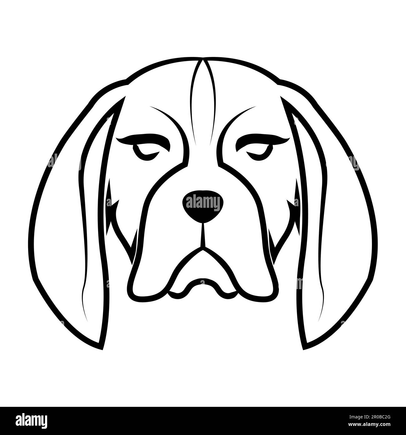 Dessin au trait noir et blanc de l'avant de la tête de chien beagle bonne utilisation pour symbole mascotte icône avatar tatouage T logo de chemise ou tout autre dessin Illustration de Vecteur