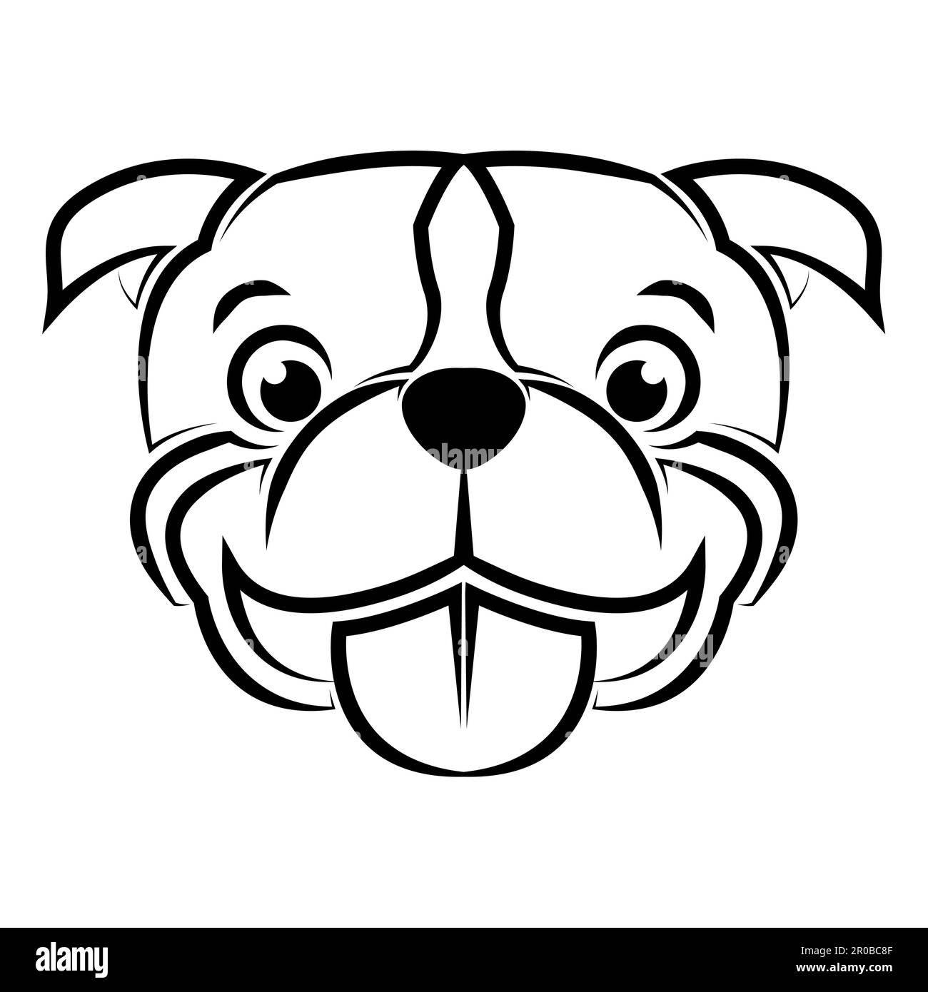 Illustration de la ligne noire et blanche de la tête de chien Pitbull. Bon usage pour symbole mascotte icône avatar tatouage T shirt design logo ou n'importe quel design Illustration de Vecteur