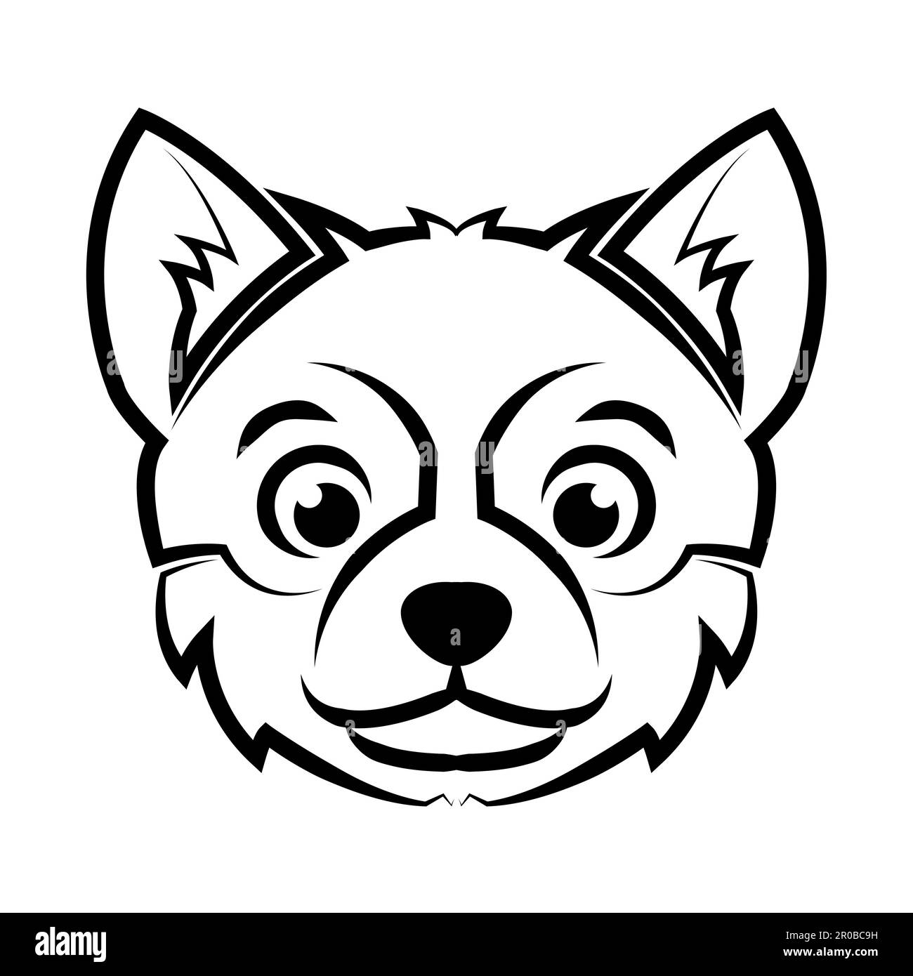 Dessin de la tête de chien en noir et blanc. Bon usage pour symbole, mascotte, icône, avatar, tatouage, T-shirt, logo ou tout autre motif Illustration de Vecteur