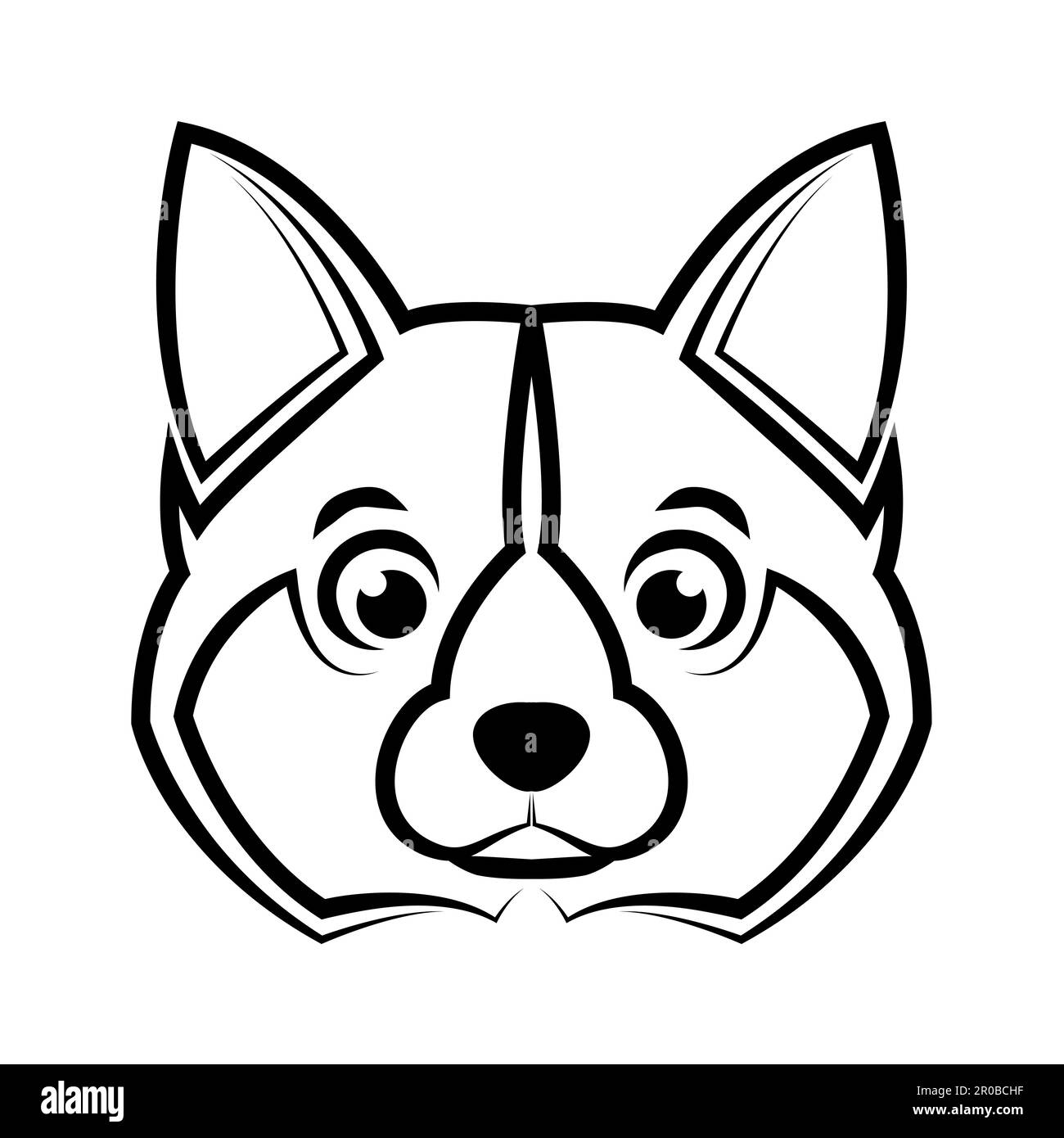 Art de la ligne noire et blanche de la tête de chien shiba. Bon usage pour symbole, mascotte, icône, avatar, tatouage, T-shirt design, logo ou tout autre design. Illustration de Vecteur