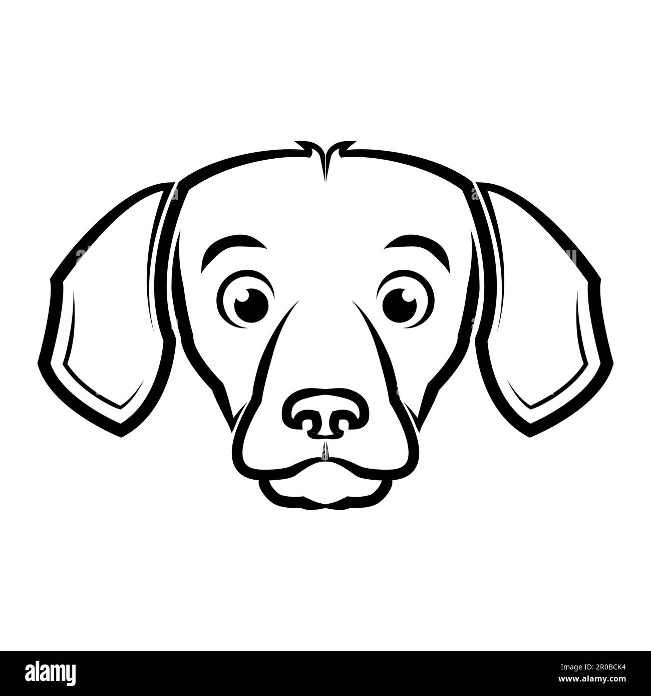 Dessin au trait noir et blanc de l'avant de la tête de chien beagle bonne utilisation pour symbole mascotte icône avatar tatouage T logo de chemise ou tout autre dessin Illustration de Vecteur