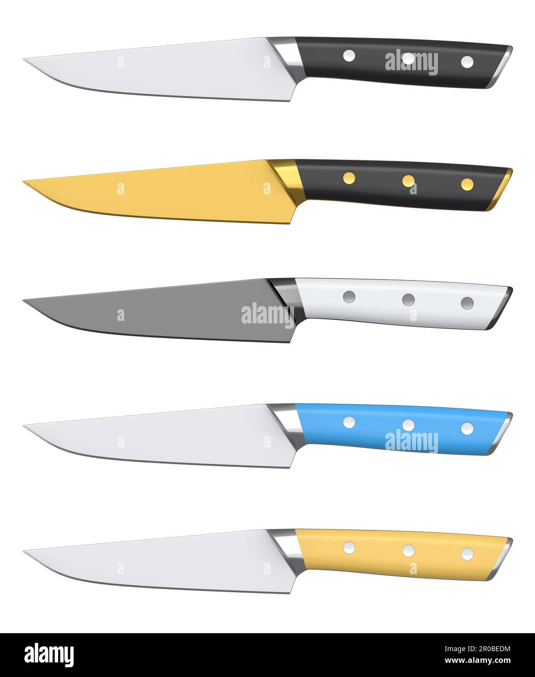 Couteau de cuisine du chef avec poignée en bois isolée sur fond blanc. 3d rendu d'un couteau de boucher ou d'ustensiles de cuisine professionnels Banque D'Images Couteau de cuisine du chef avec poignée en bois isolée sur fond blanc. 3d rendu d'un couteau de boucher ou d'ustensiles de cuisine professionnels Banque D'Images