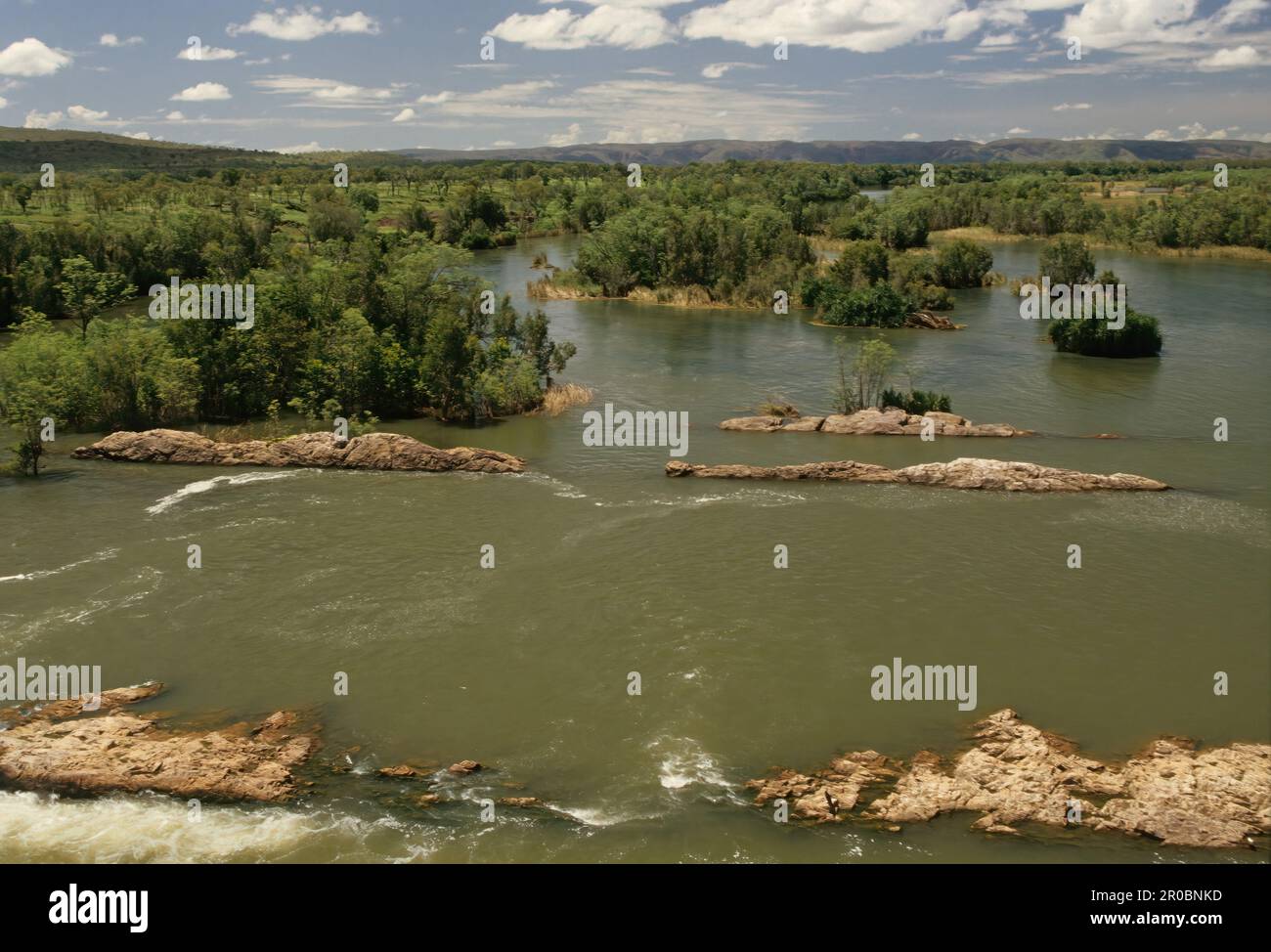 La rivière Ord est une rivière de 651 kilomètres de long (405 miles) dans la région des Kimberley en Australie occidentale. Banque D'Images