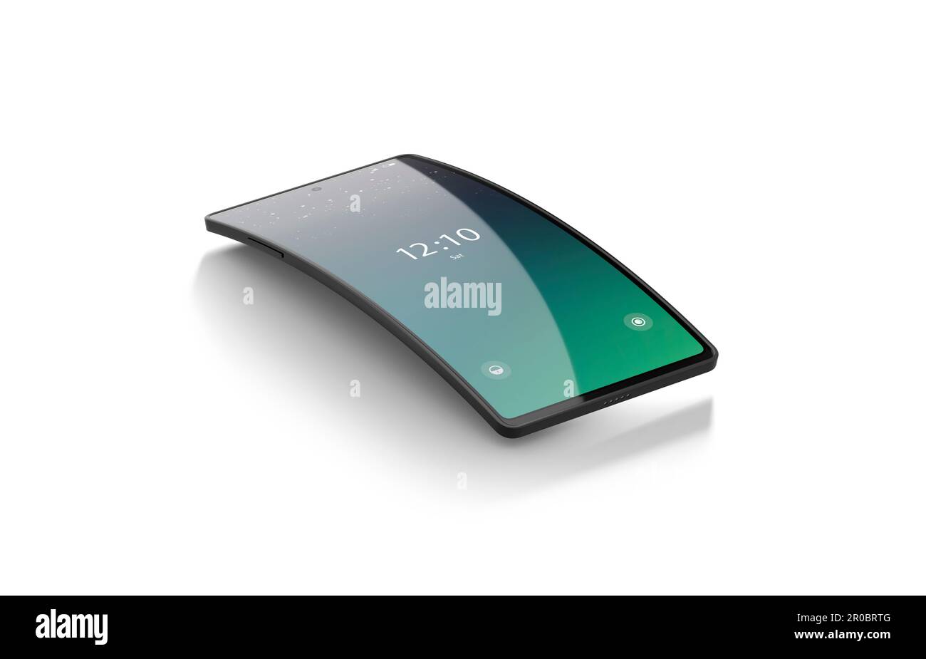 Blanc allumé sur la maquette d'écran de téléphone à rabat noir, pas de gravité Banque D'Images