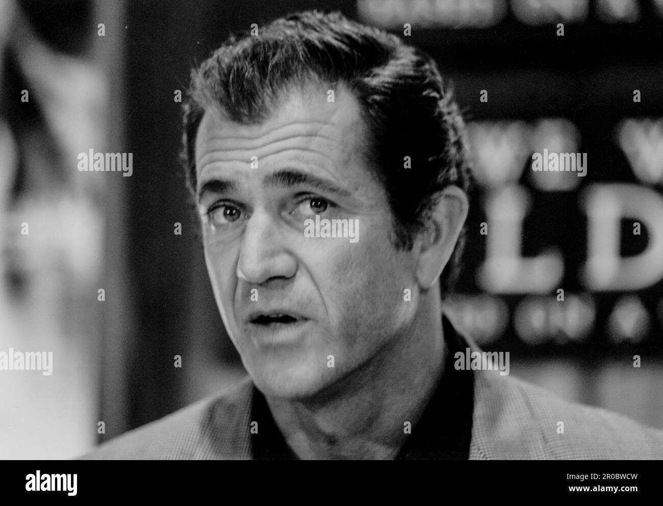 Portraits en noir et blanc de l'acteur australien Mel Gibson lors d'une conférence de presse en 2002 à Sydney Australie pour le film quand nous étions soldats Banque D'Images