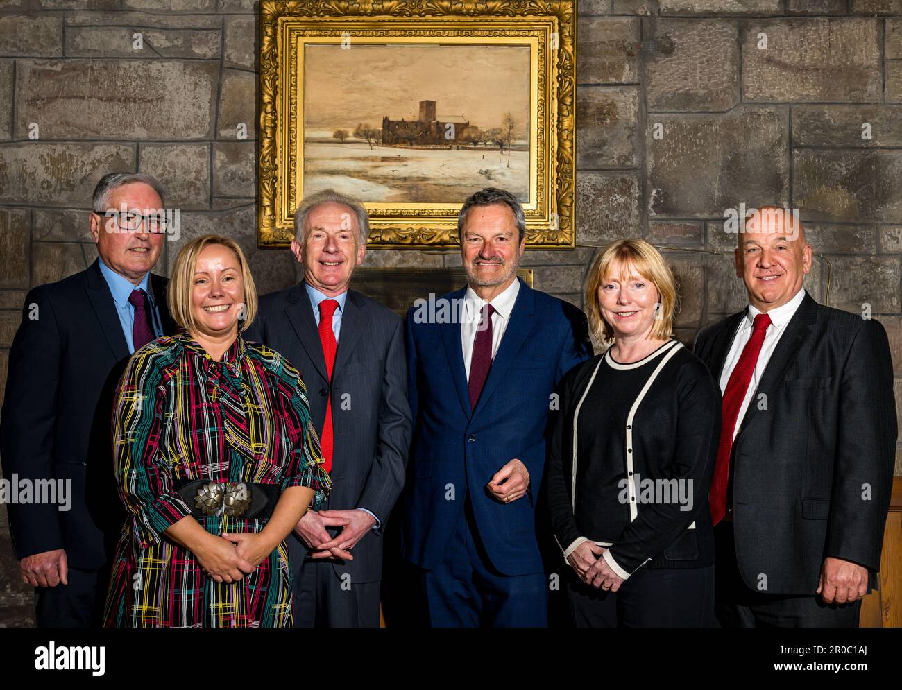 Iain Gray Lynn McMath Richard Parry (Université d'Édimbourg) Gavin Esler Deidre Mackintosh Norman Hampshire (chef du conseil). East Lothian, Écosse Banque D'Images