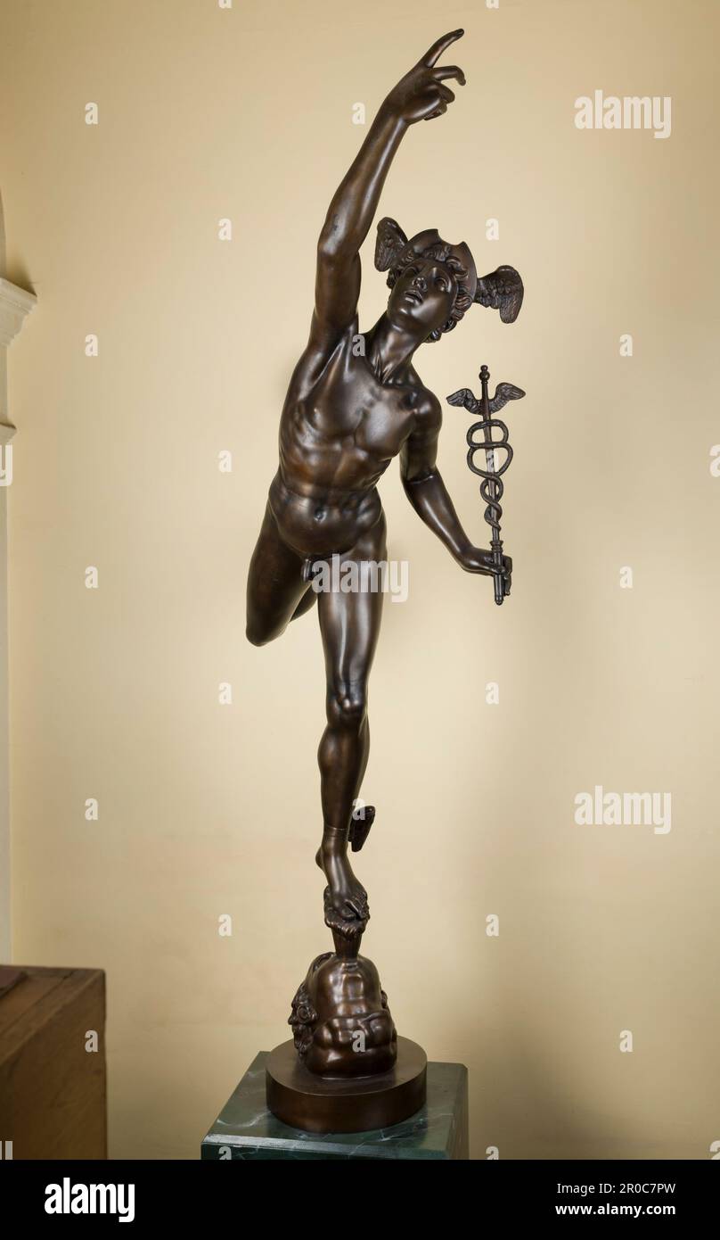 Sculpture1913P26. Mercure volant, 1800-1900. Sculpture en bronze. Après Giovanni Bologna... Montre Hermes en équilibre sur une colonne d'air sortant de l'embouchure de Zephyr Banque D'Images