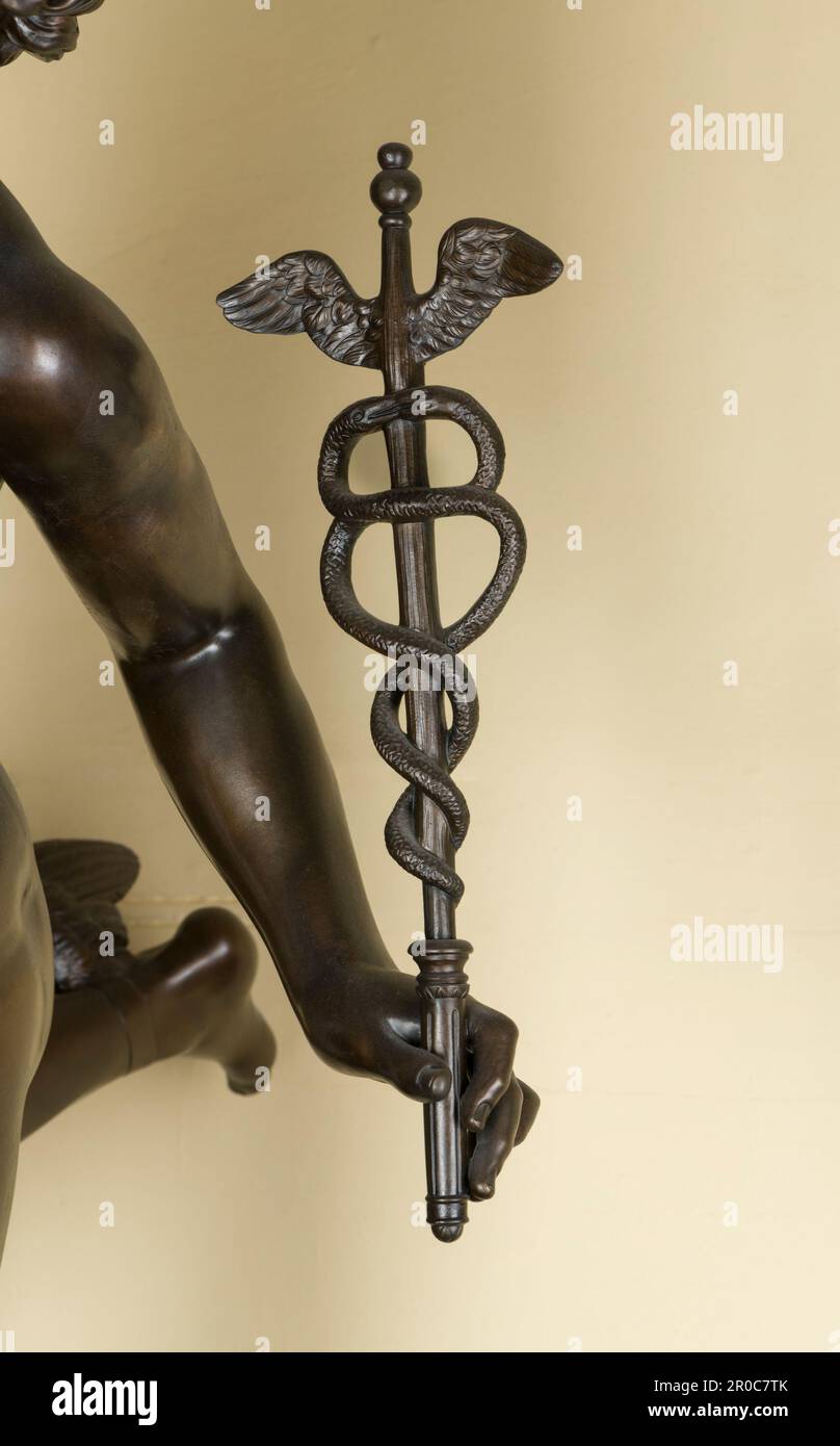 Sculpture1913P26. Mercure volant, 1800-1900. Sculpture en bronze. Après Giovanni Bologna... Montre Hermes en équilibre sur une colonne d'air sortant de l'embouchure de Zephyr Banque D'Images