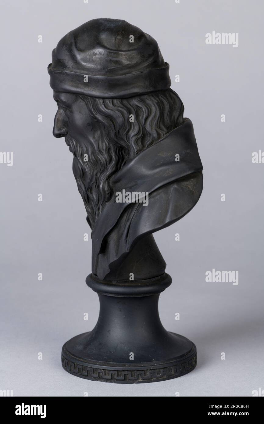 Aristote, 1774-80. Basalte. Grès noir non vitrifié à grain fin. Sculpteur: John Cheere. Fabricant: Wedgwood & Bentley Banque D'Images