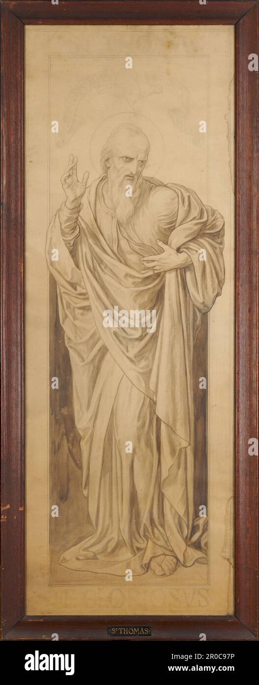 Caricature pour vitraux - St Thomas, 1833-1911. Frederick James Shields (d.1911) Banque D'Images