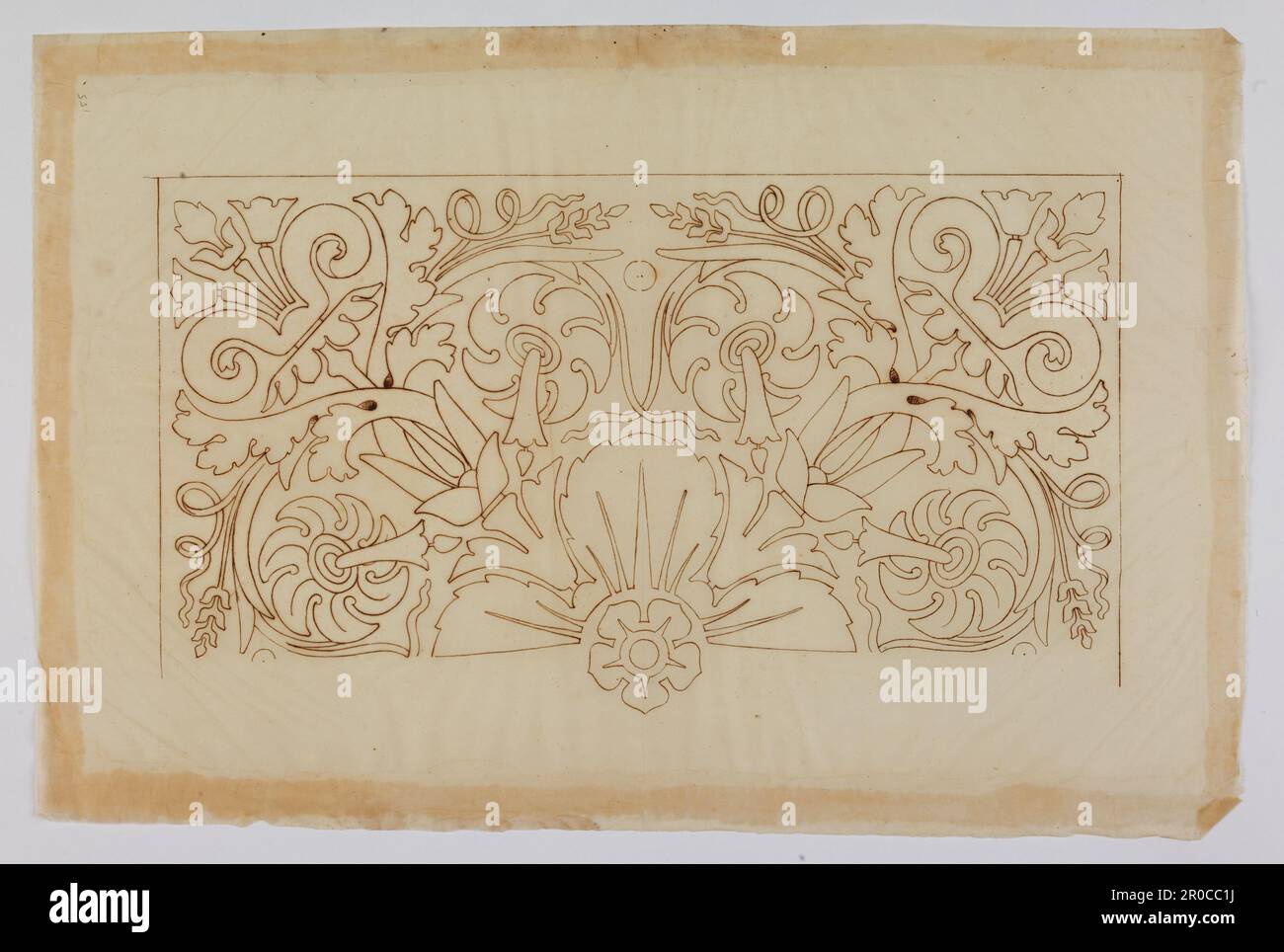 Wilkinson Tracing, Design pour décoration incrusté, 1820. Encre sur papier de traçage. Concepteur : George Bullock. Rapporteur pour avis: Thomas Wilkinson Banque D'Images