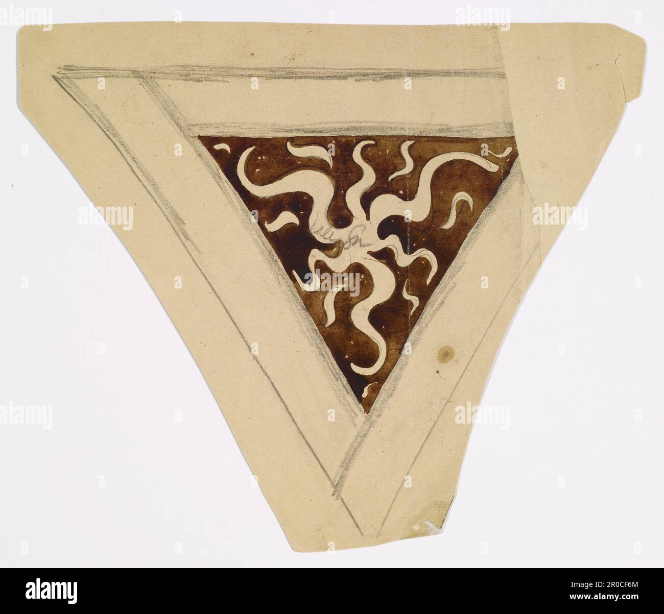 Les douze signes du zodiaque. Artiste: Philip Speakman Webb (d.1915). Les 12 signes du zodiaque, dessins pour vitraux pour une lumière circulaire de la trasery avec un diagramme de crayon montrant la position de chaque dessin dans la trasery. Banque D'Images