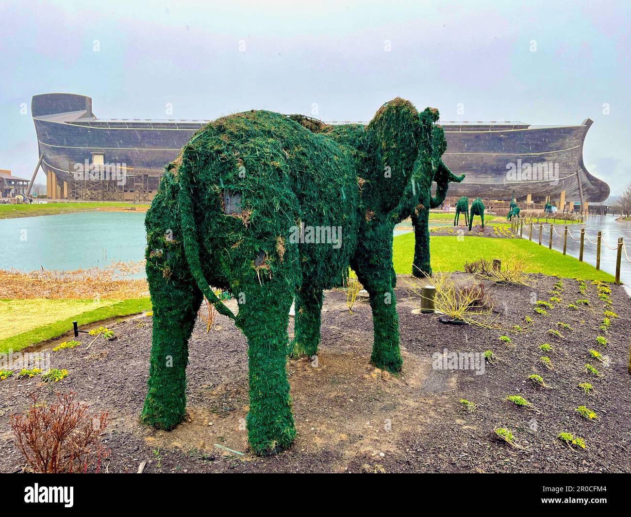 Topiary à la 'Ark Encounter', une attraction touristique populaire à Williamson, Kentucky (USA) centrée sur l'histoire de Noé et le créationnisme biblique. Banque D'Images
