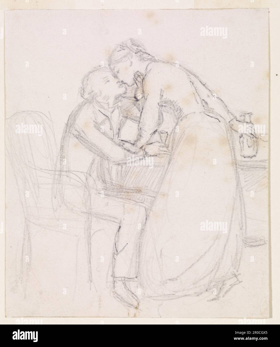 [Recto recto]. Croquis de couple de baiser, 1857. Artiste John