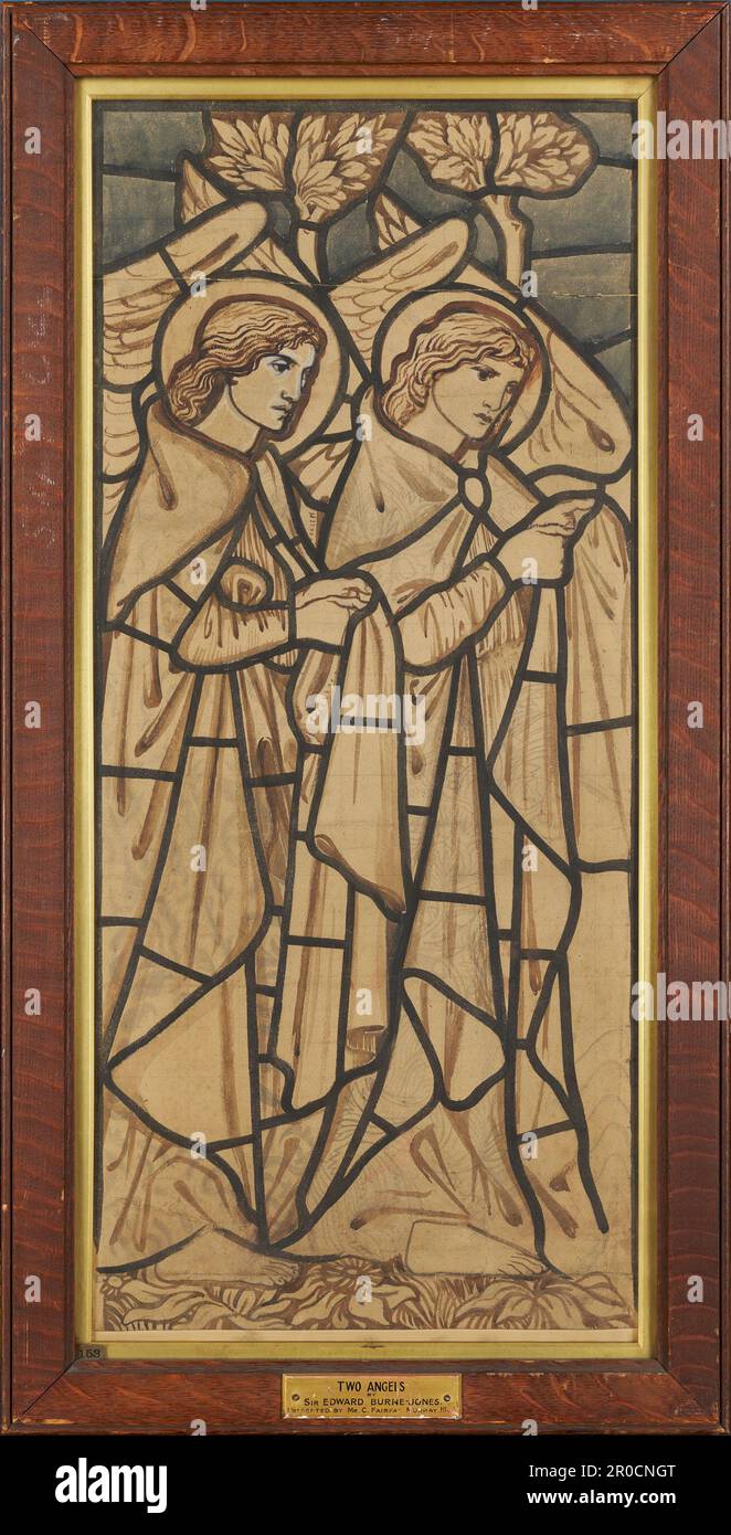 Deux anges, 1862. Sir Edward Burne-Jones (d.1898). Design pour St Michael et All Angels Church, Brighton, Sussex, Angleterre Banque D'Images