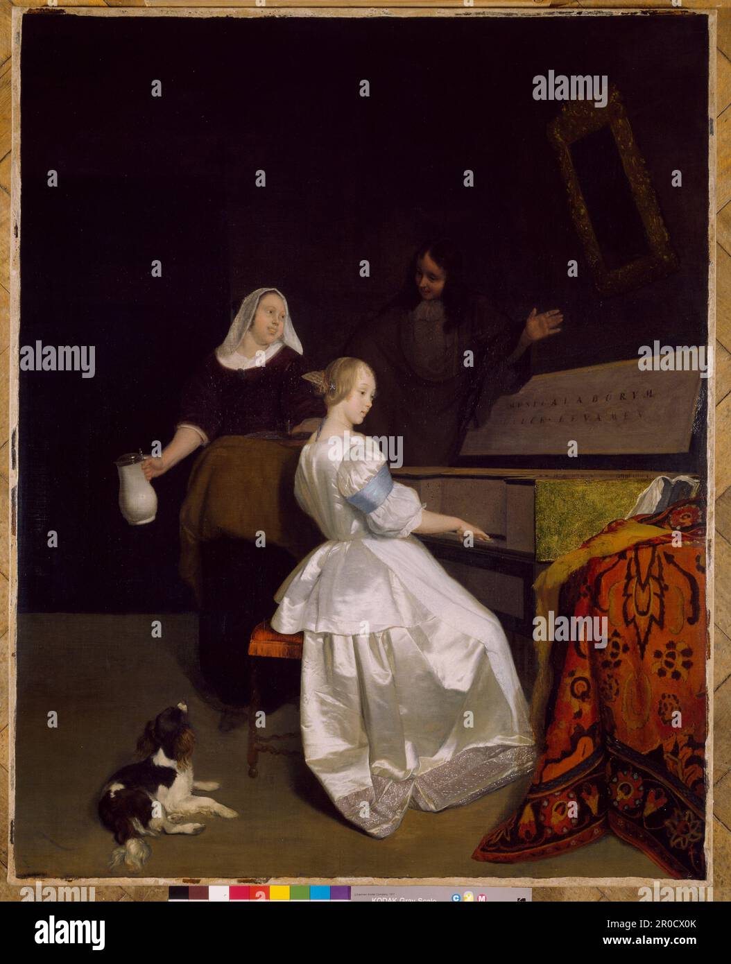 La leçon de musique, 1670-72. Par Jacob Ochtervelt Banque D'Images