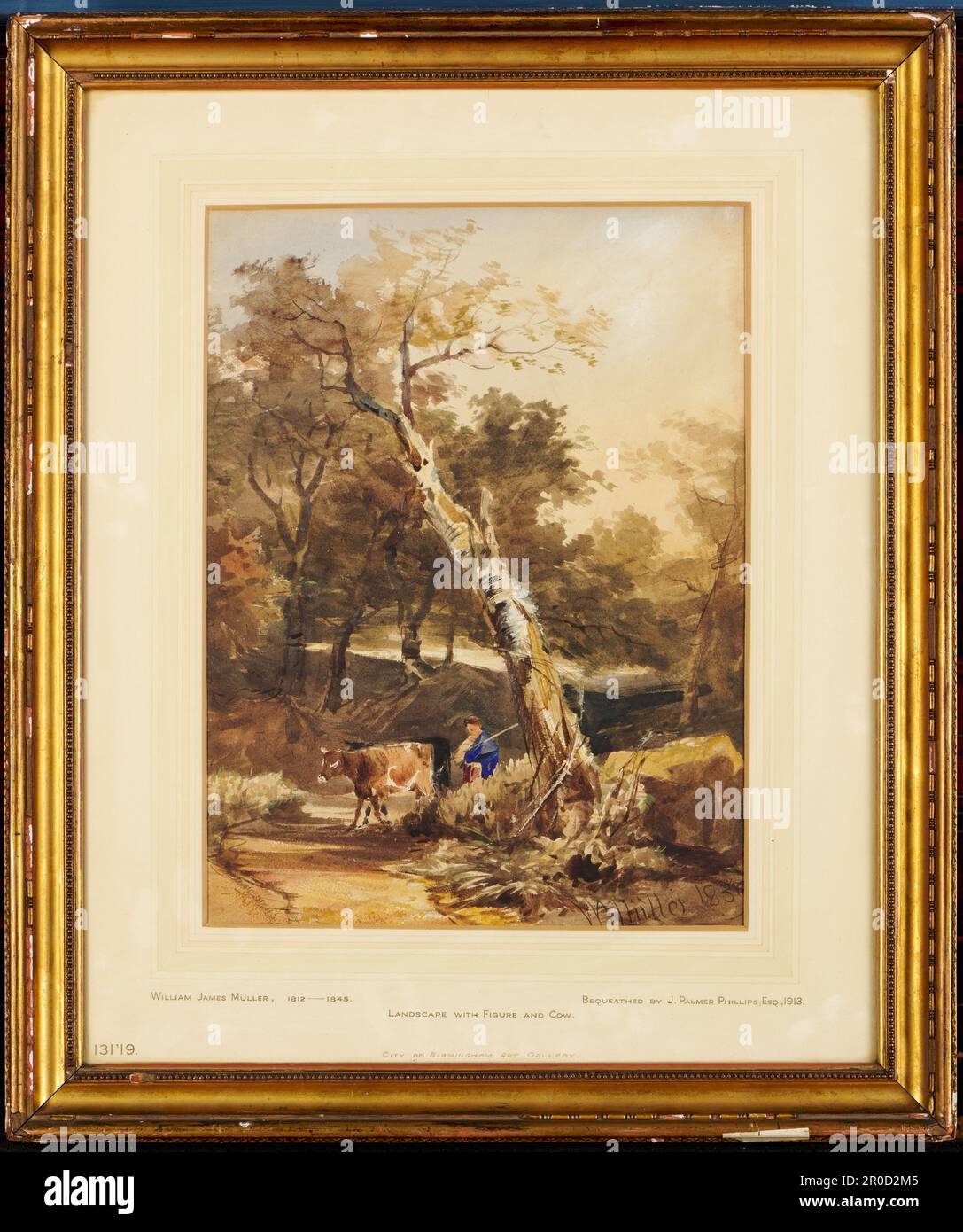 Paysage avec figure et Une vache, 1839. James William Muller (d.1845) Banque D'Images