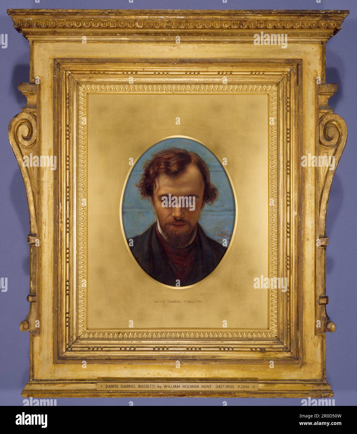 Portrait de Dante Gabriel Rossetti à 22 ans, 1882-1883. Dans le châssis. Artiste: William Holman Hunt.. Le tableau montre Rossetti à 22 ans, mais ce portrait a été créé après la mort de Rossetti en 1882 à l'âge de 53 ans. Il a été basé sur un dessin à la craie de la même taille Holman Hunt créé en 1853. Banque D'Images