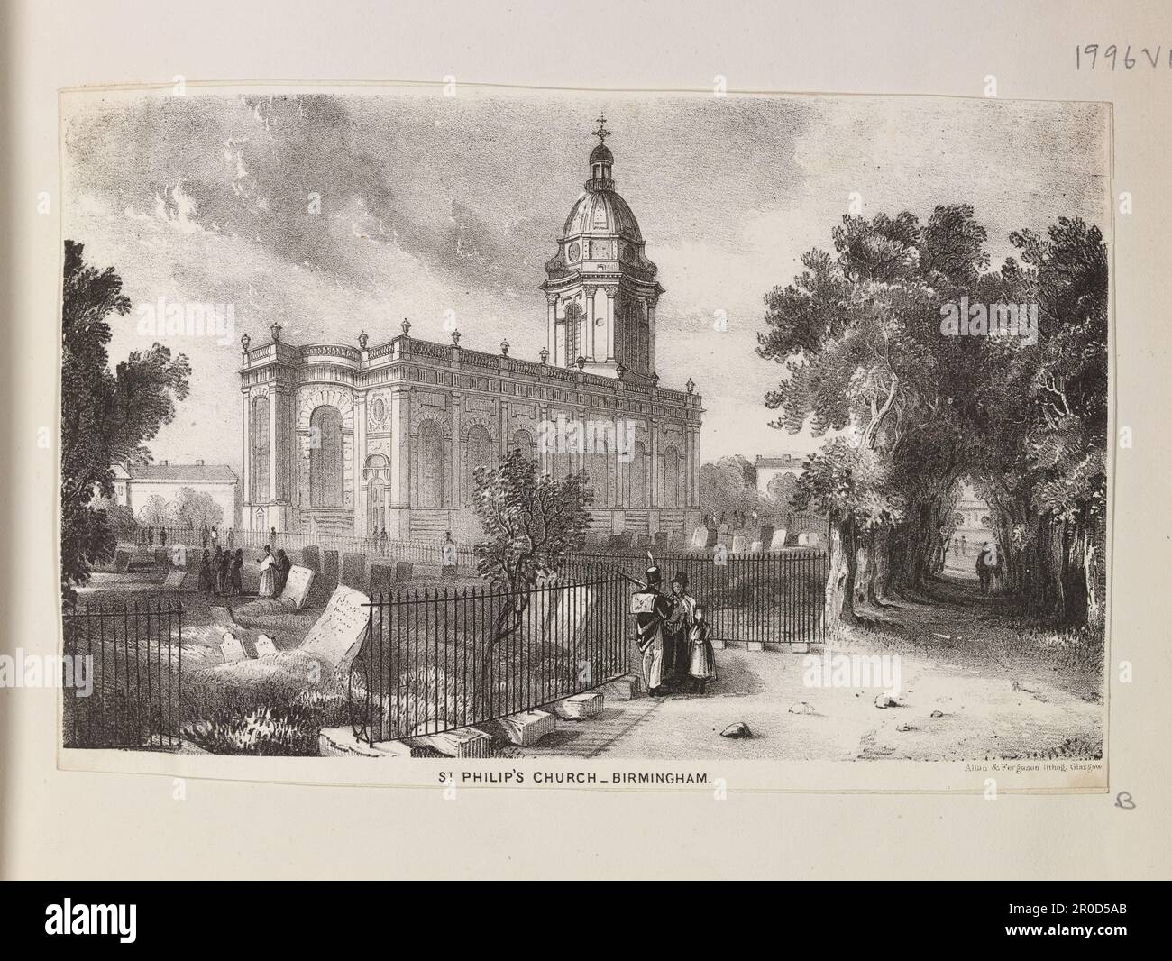 Lithographie. - Église Saint-Philippe, Birmingham. Lithographe : Allan & Ferguson Banque D'Images