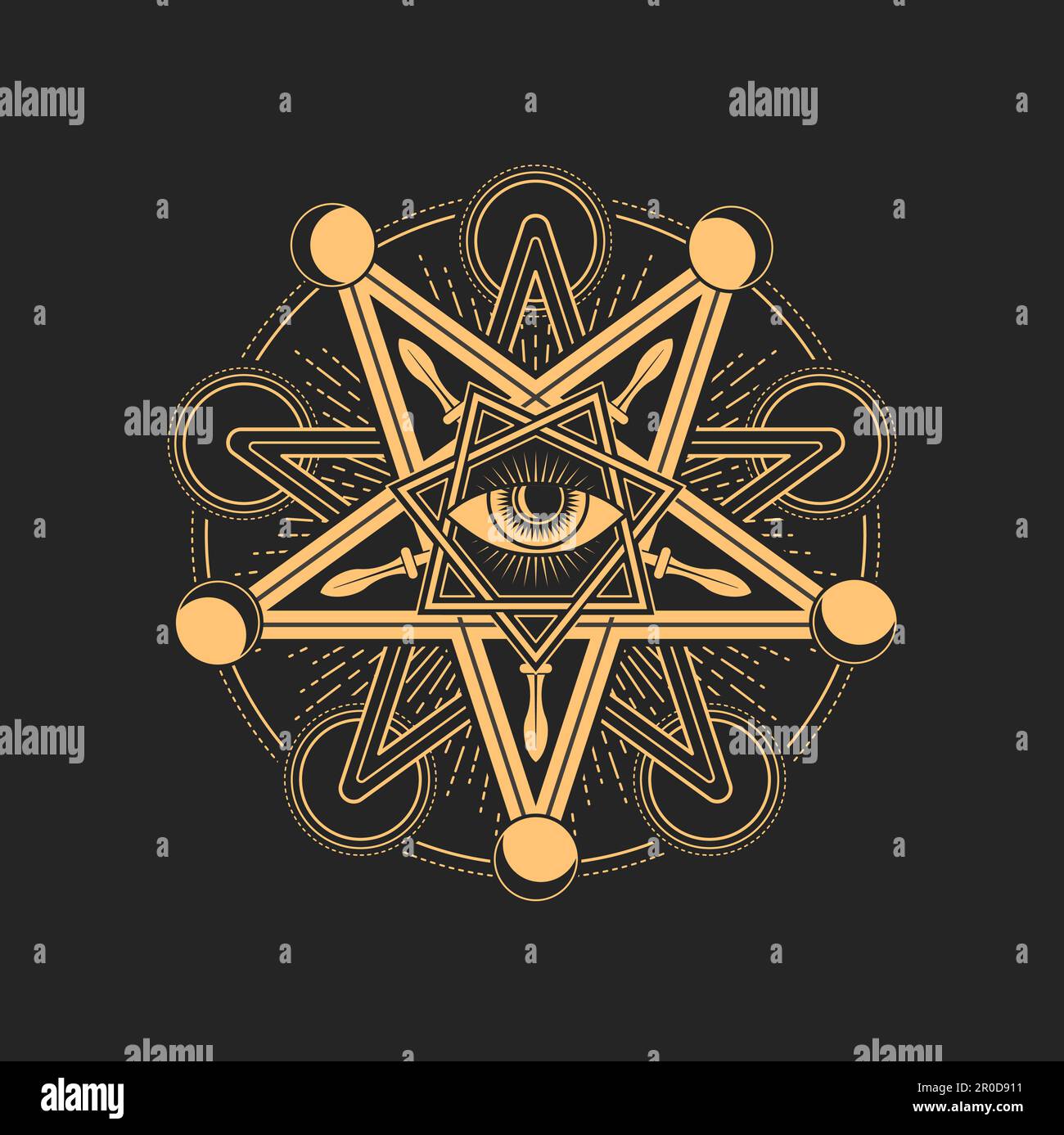 Interillum Symboles ésotériques et occulte de pentagramme, maçon ou tarot. Vecteur ...
