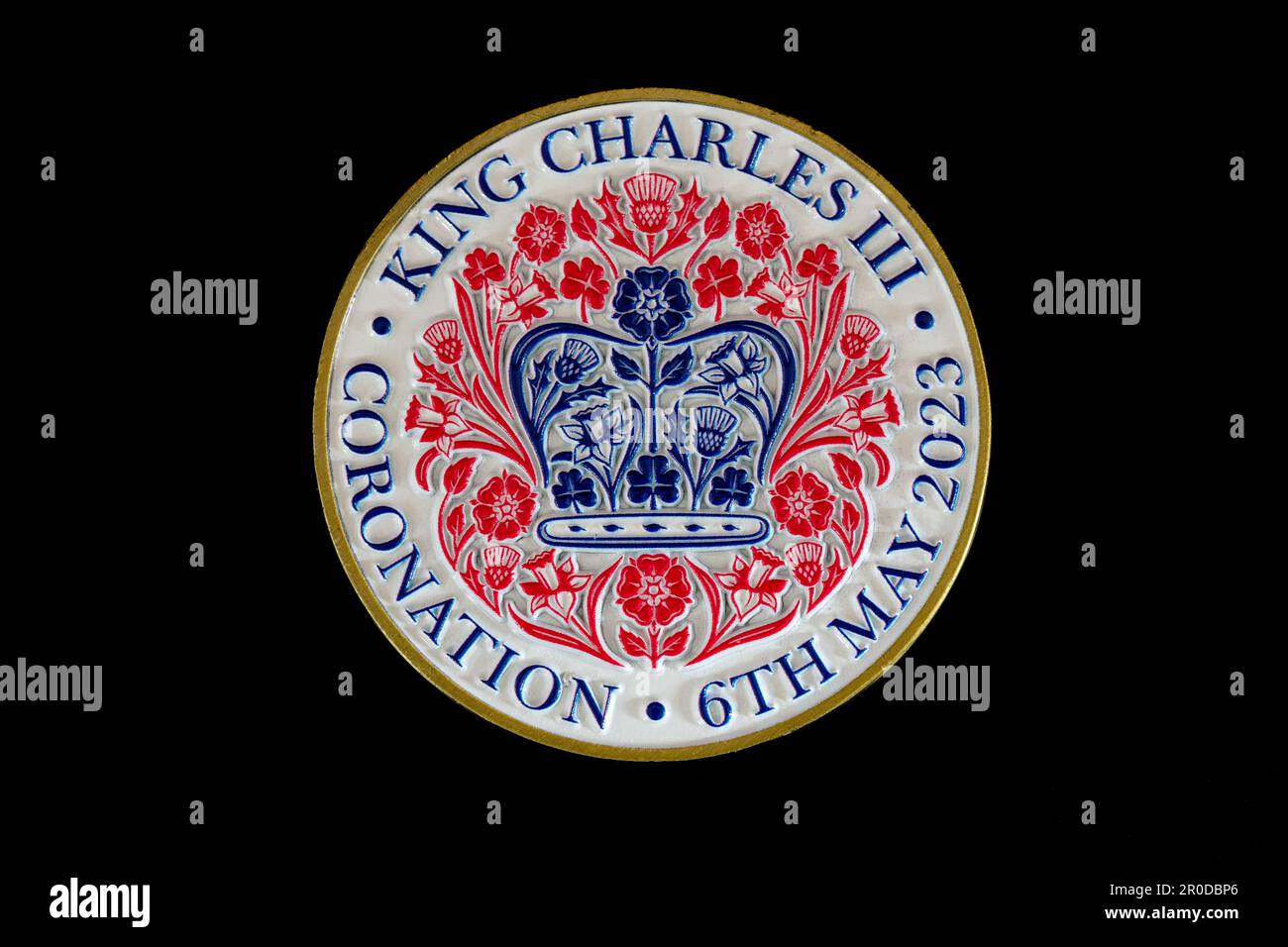 Pièce commémorative du couronnement du roi Charles III Banque D'Images