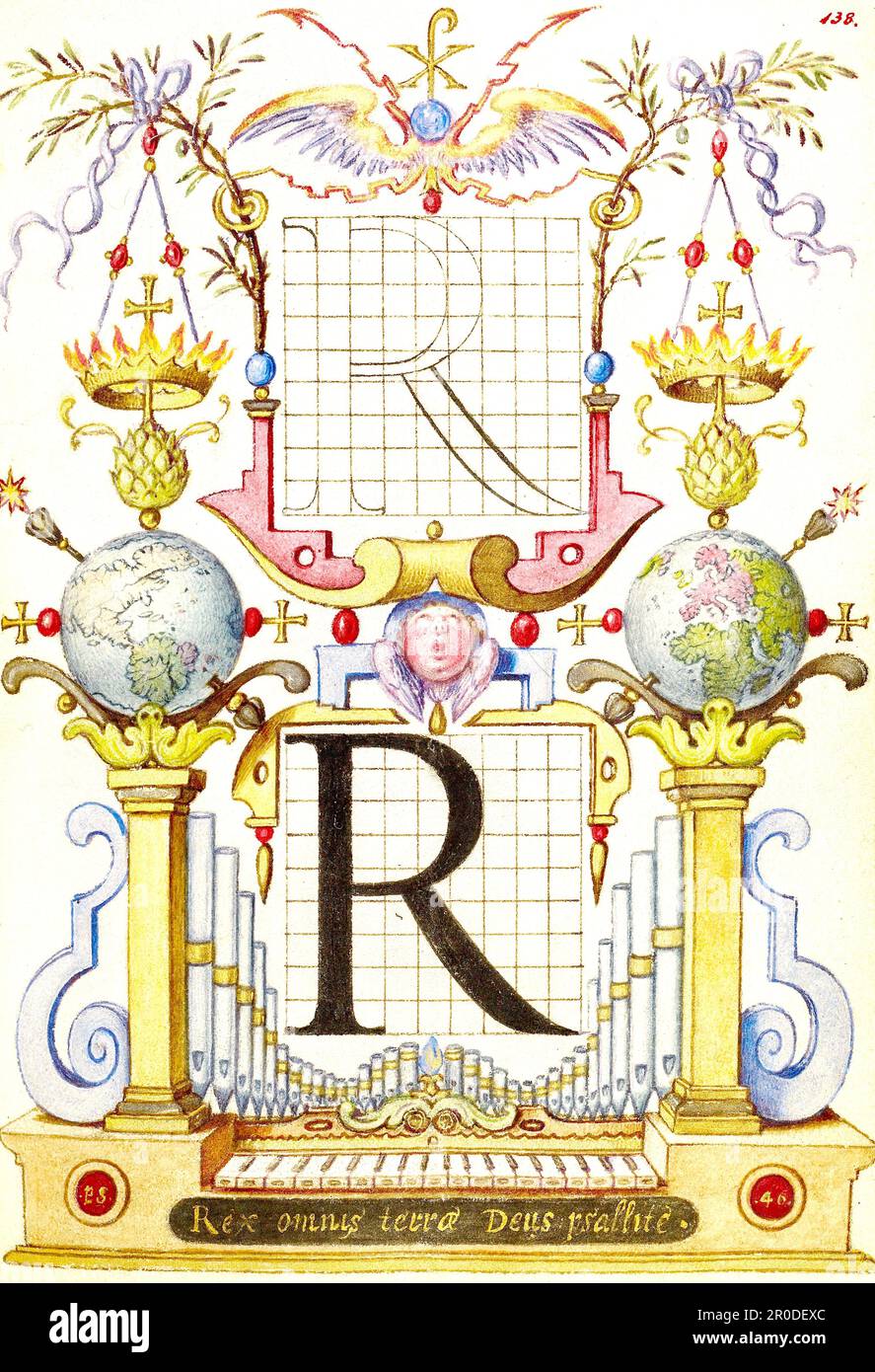 Joris Hoefnagel - Guide de construction de la lettre R - 1591-1596 Banque D'Images Joris Hoefnagel - Guide de construction de la lettre R - 1591-1596 Banque D'Images