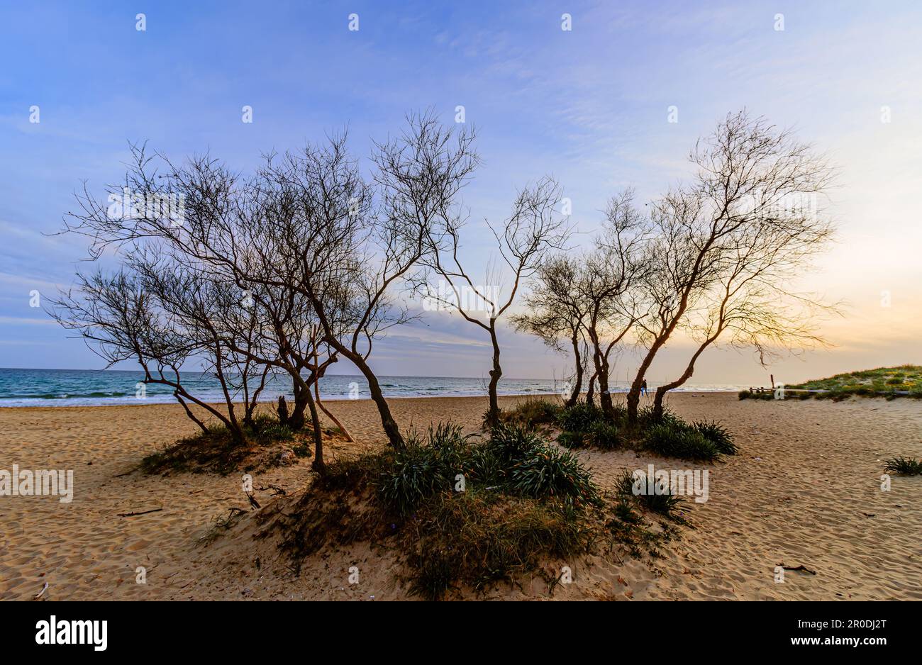 Coucher de soleil à Torre Vado - Marina di Salve - Salento, Puglia, Italie Banque D'Images