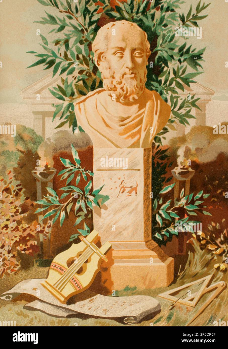 Platon (428/427 BC-348/347 BC). Philosophe grec. Copie d'un ancien buste de la Galerie des Offices de Florence, tiré de l'iconographie grecque de Visconti. Chromolithography. 'Historia Universal', par César Cantú. Volume III, 1882. Banque D'Images