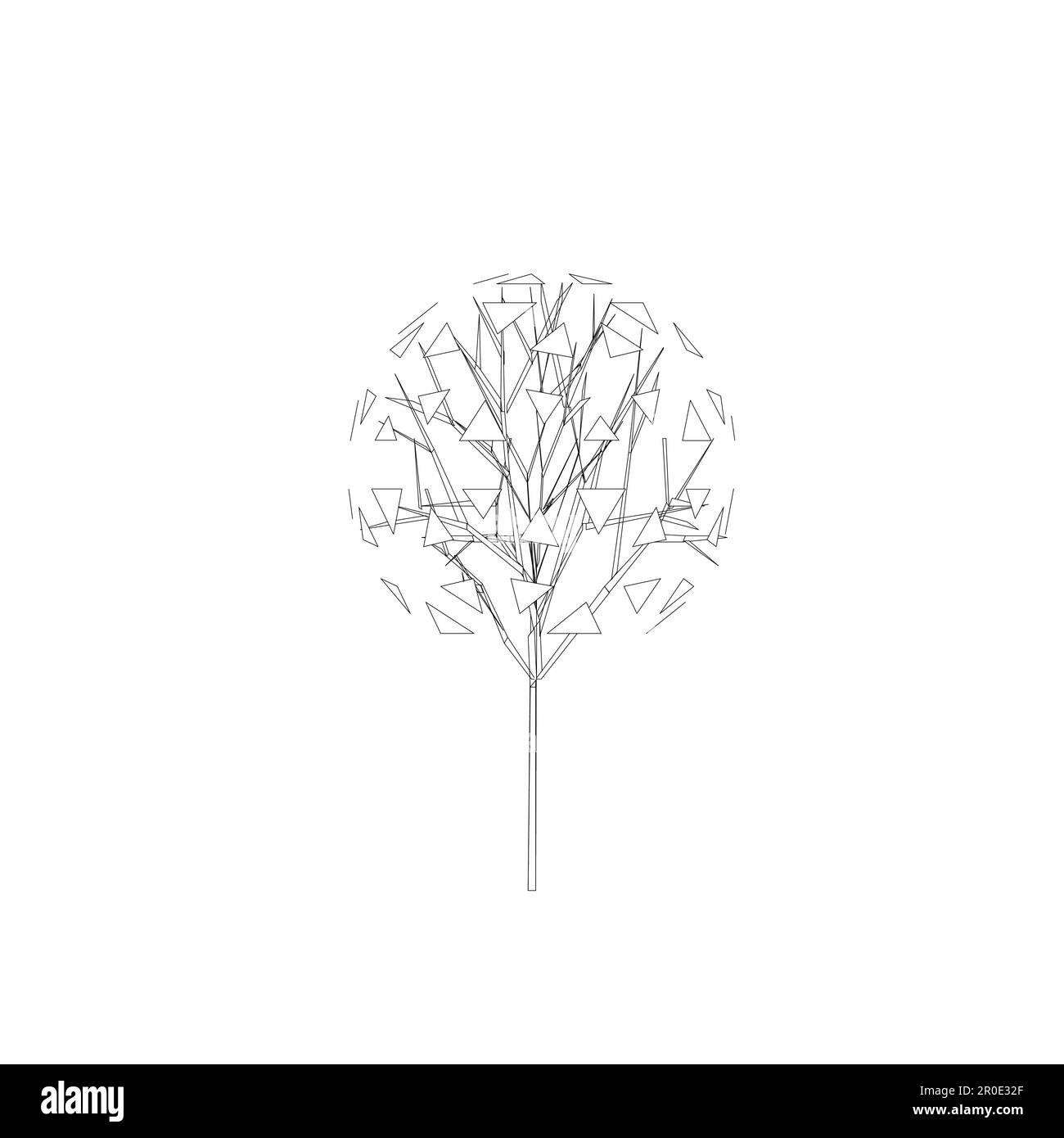 Dessin au trait d'arbre, vue latérale, graphiques arbres éléments contour d'un seul objet symbole minimal de plante pour l'architecture et la conception de paysage. Vecteur. Illustration de Vecteur
