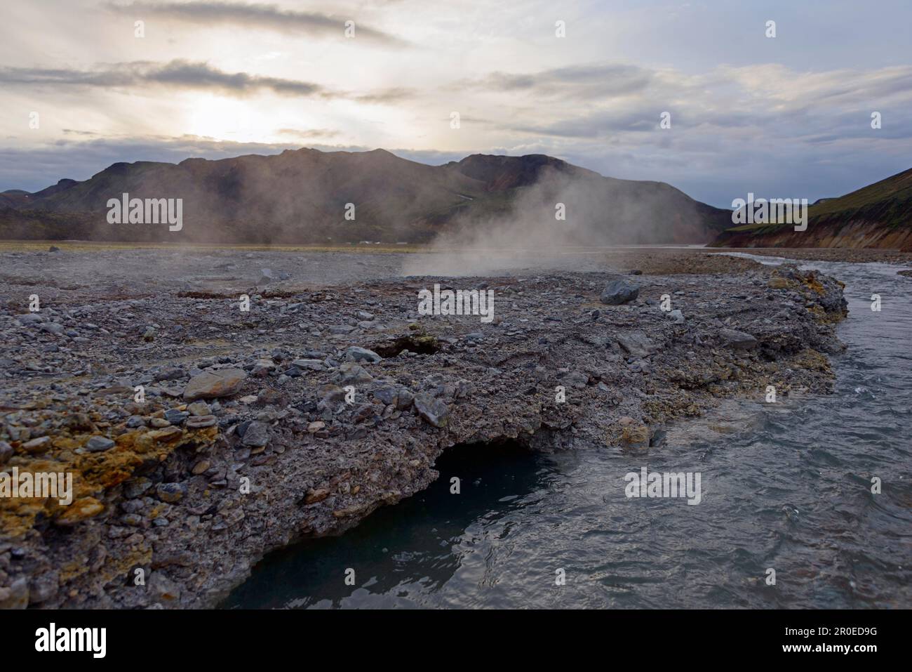 Landmannalaugar, rivière Joekugilskvisl Glacier, parc national de Fjallabak, Islande Banque D'Images