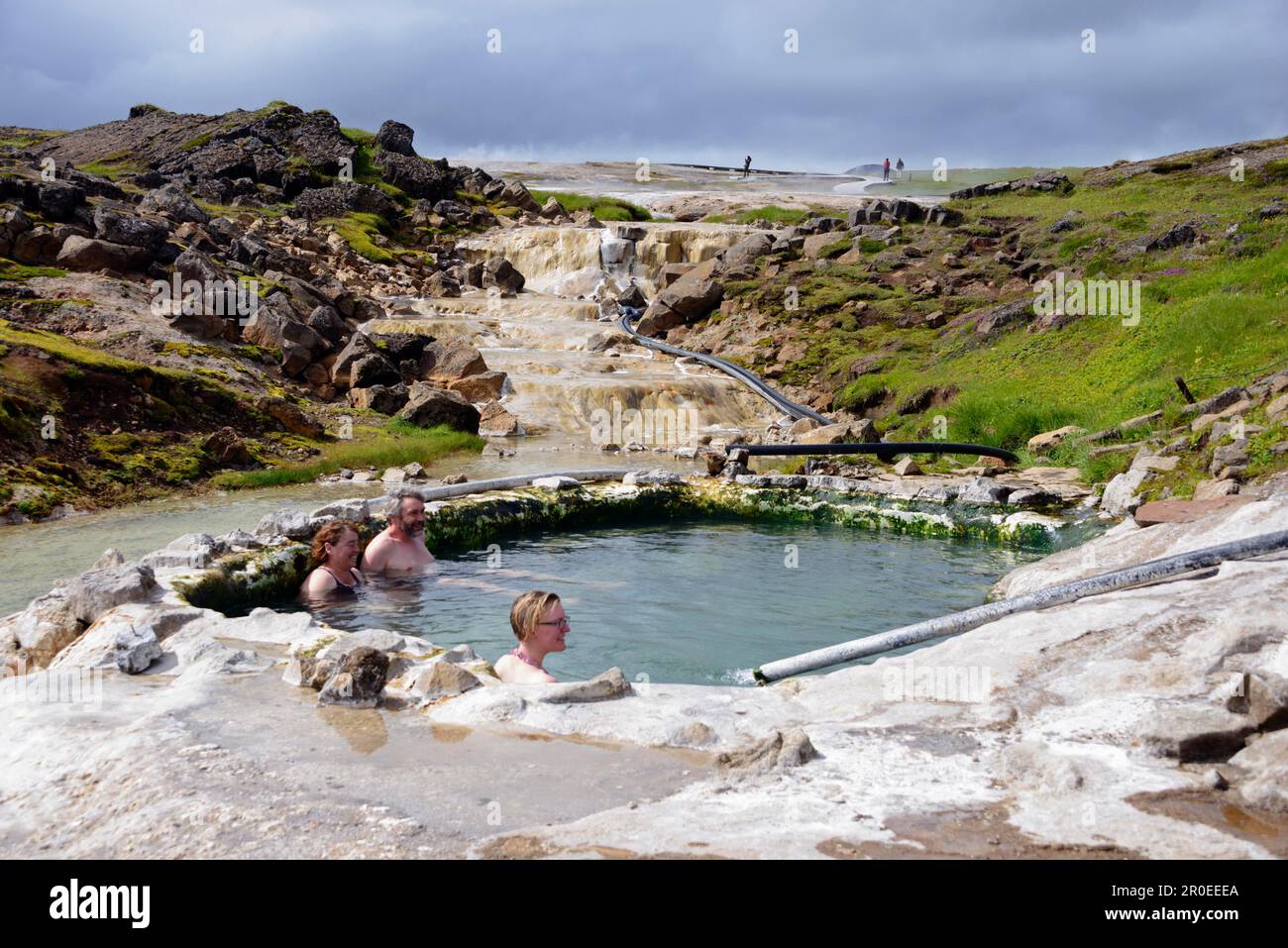 Piscine, Kjoelur, Hot Pot, Hveravellir, zone géothermique, Près de Kjalvegur, route Kjoelur, Highlands, Islande Banque D'Images