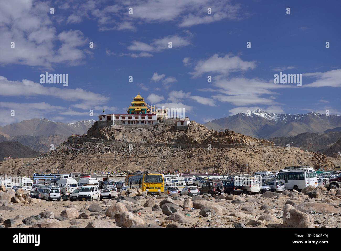 Choklamsar pendant les initiations de Kalachakra par le Dalaï Llama, Ladakh, Jammu-et-Cachemire, Inde Banque D'Images