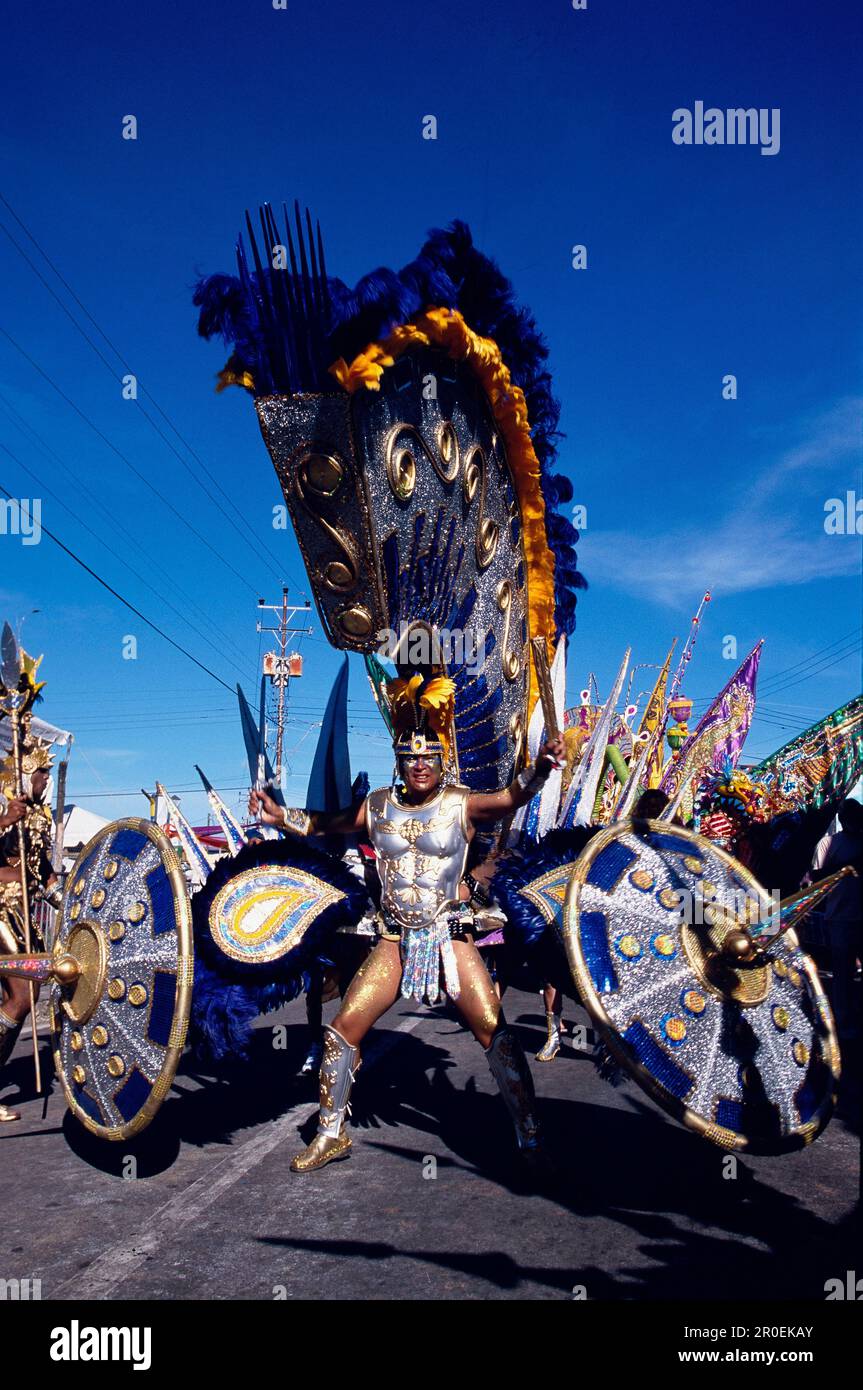 Homme en costume de légionnaire, Carnaval, Port d'Espagne, Trinité Banque D'Images