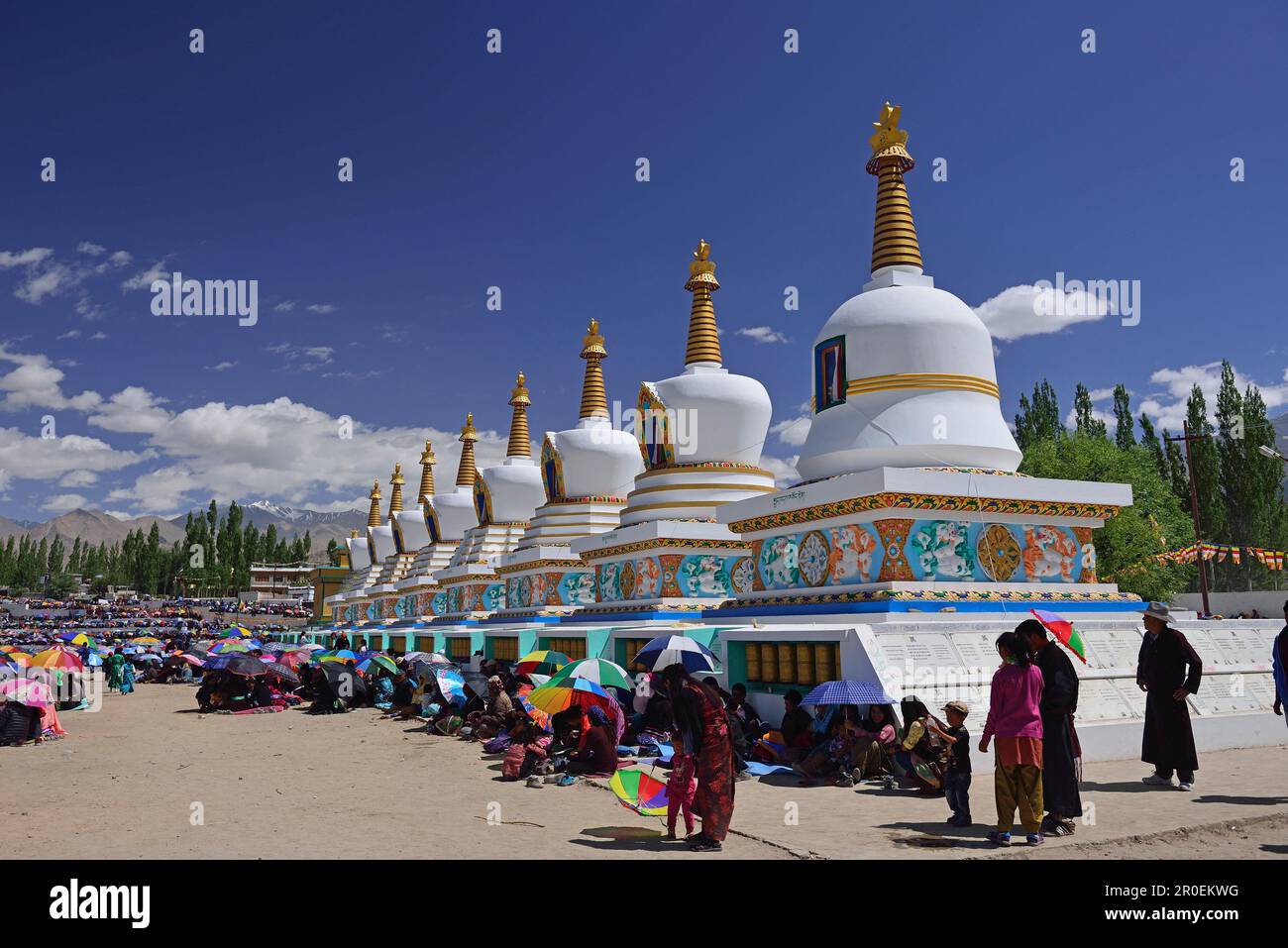 Pèlerins, Kalachakra initiations par le Dalaï Llama, Choklamsar, Ladakh, Jammu-et-Cachemire, Inde Banque D'Images