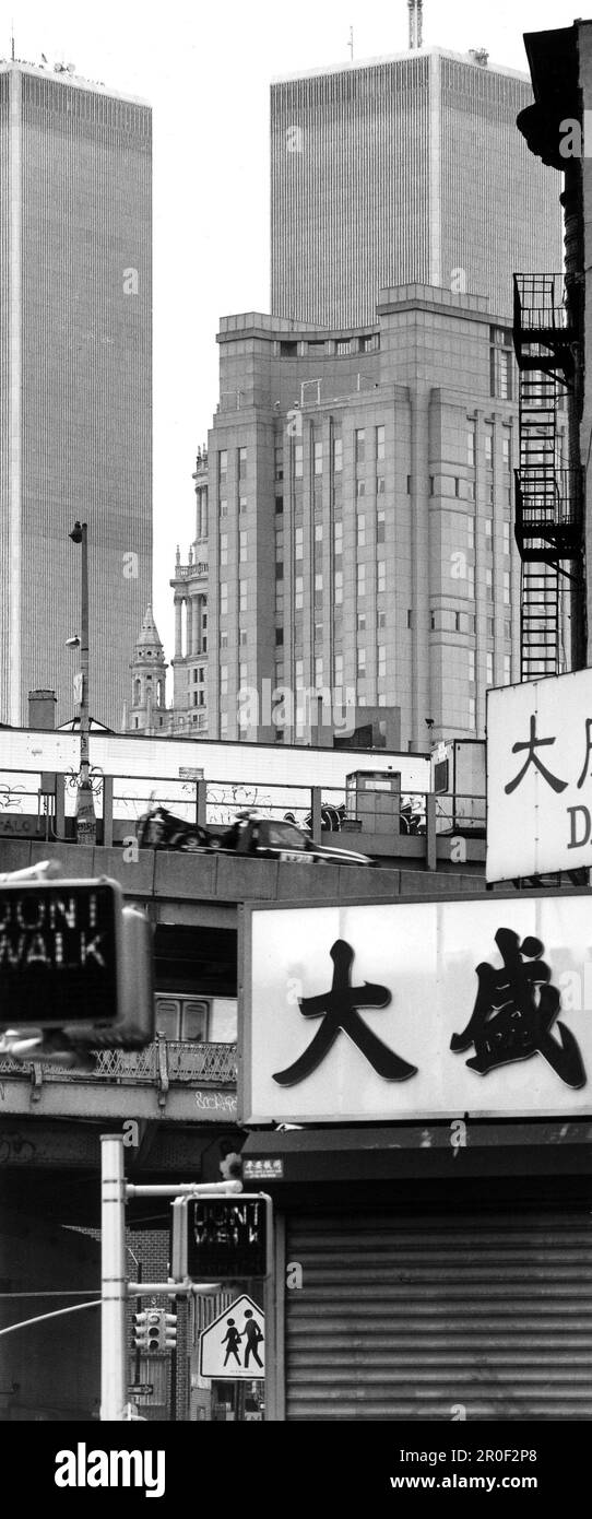 New York, World Trade Center, Skyline, États-Unis, New York, Allen Street Ecke Division Street, WTCEnglish: USA, Allen Street/ Division Street, WTC Banque D'Images