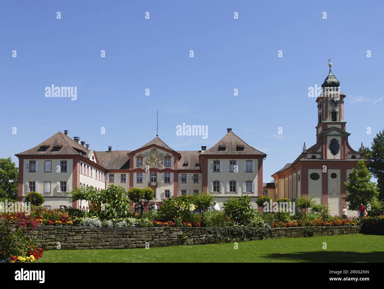 Château de l'ordre teutonique et Saint Eglise Mariens, île Mainau, Bade-Wurtemberg, Allemagne Banque D'Images