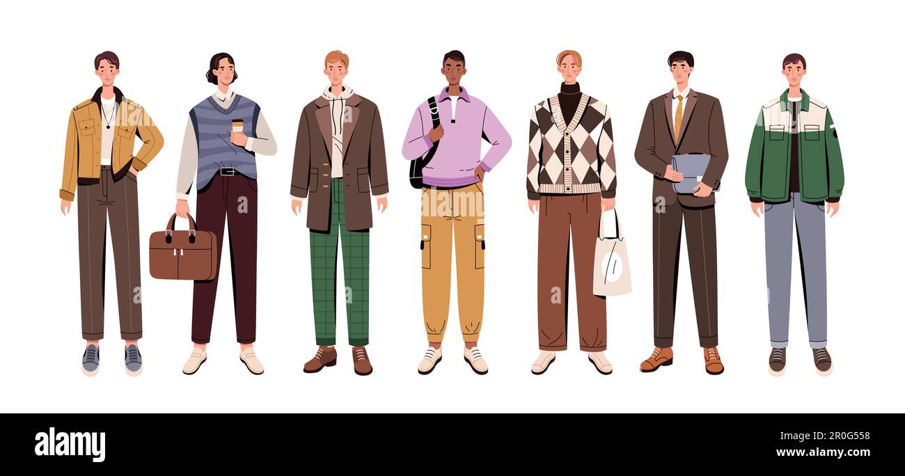 Groupe d'hommes élégants Illustration de Vecteur