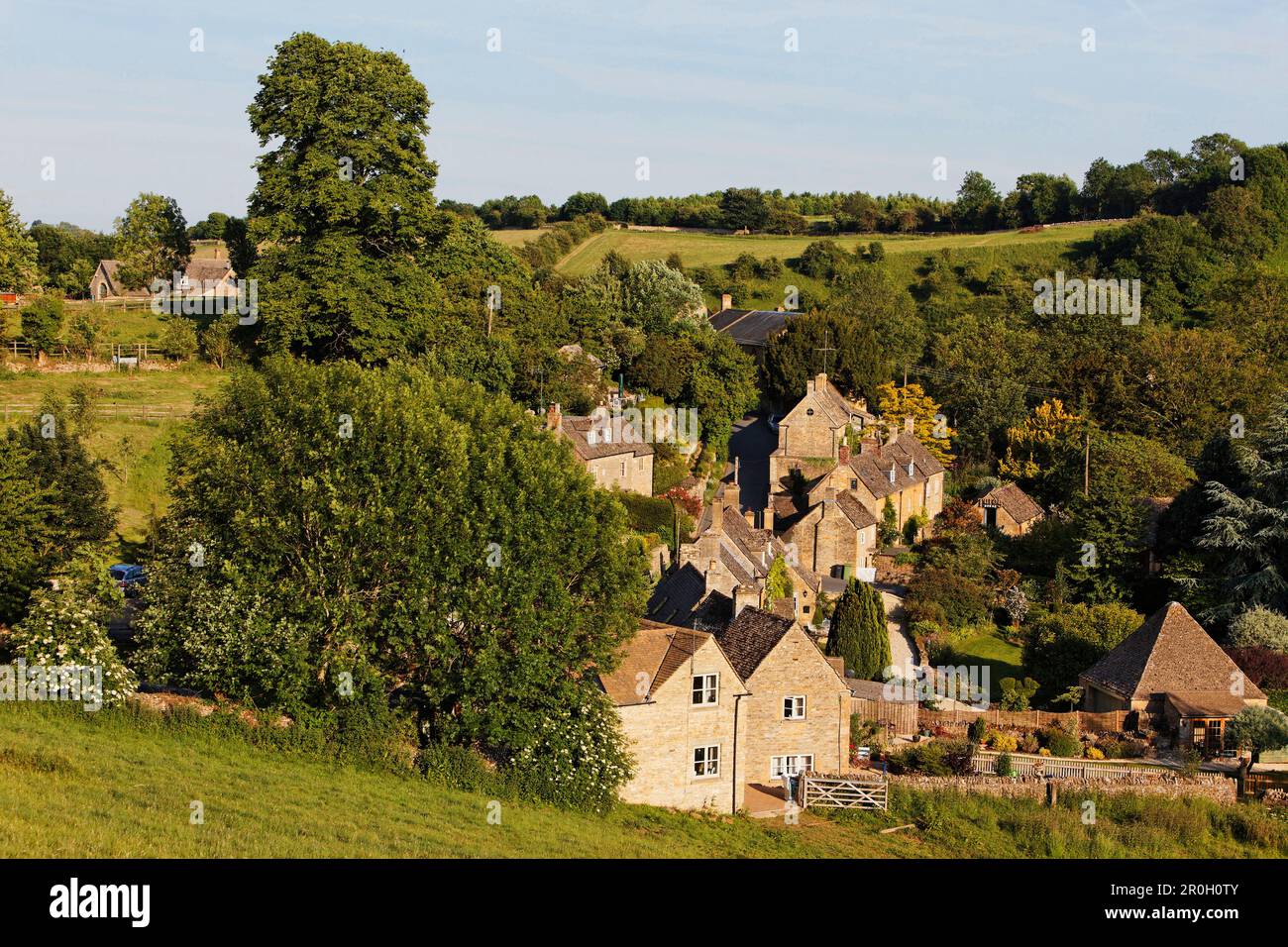 Vue sur les maisons de Naunton, Gloucestershire, Cotswolds, en Angleterre, Grande-Bretagne, Europe Banque D'Images