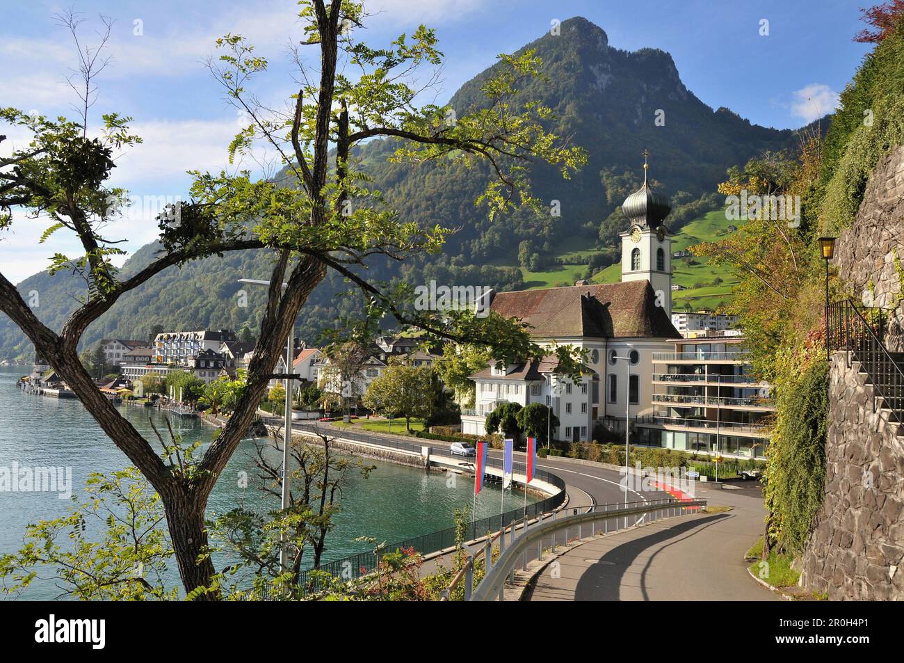 Vue sur Gersau au Lac de Lucerne, canton de Schwyz, Suisse centrale, Suisse, Europe Banque D'Images